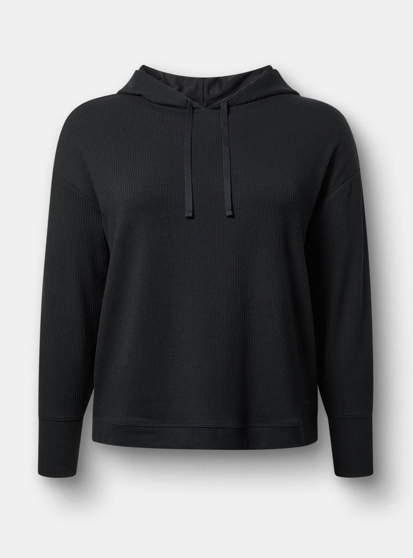 Textured Rib Cropped Lounge Hoodie
