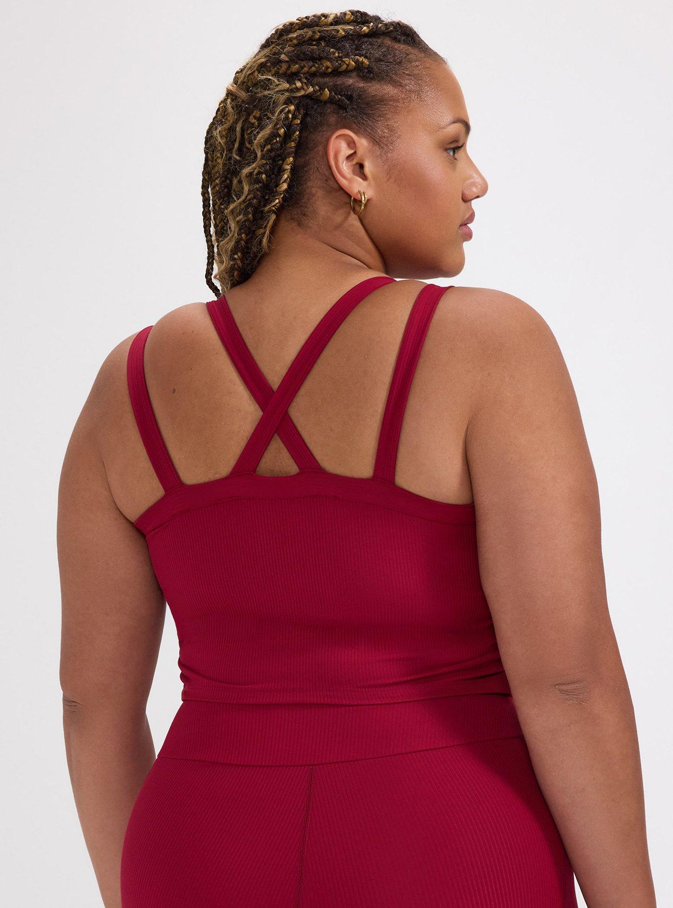 TRU Performance Rib Longline Active Sports Bra, RUMBA RED, alternate