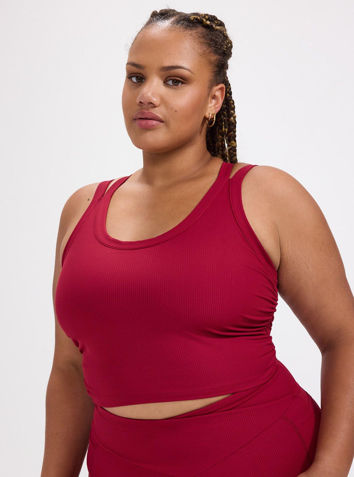 TRU Performance Rib Longline Active Sports Bra, RUMBA RED, hi-res