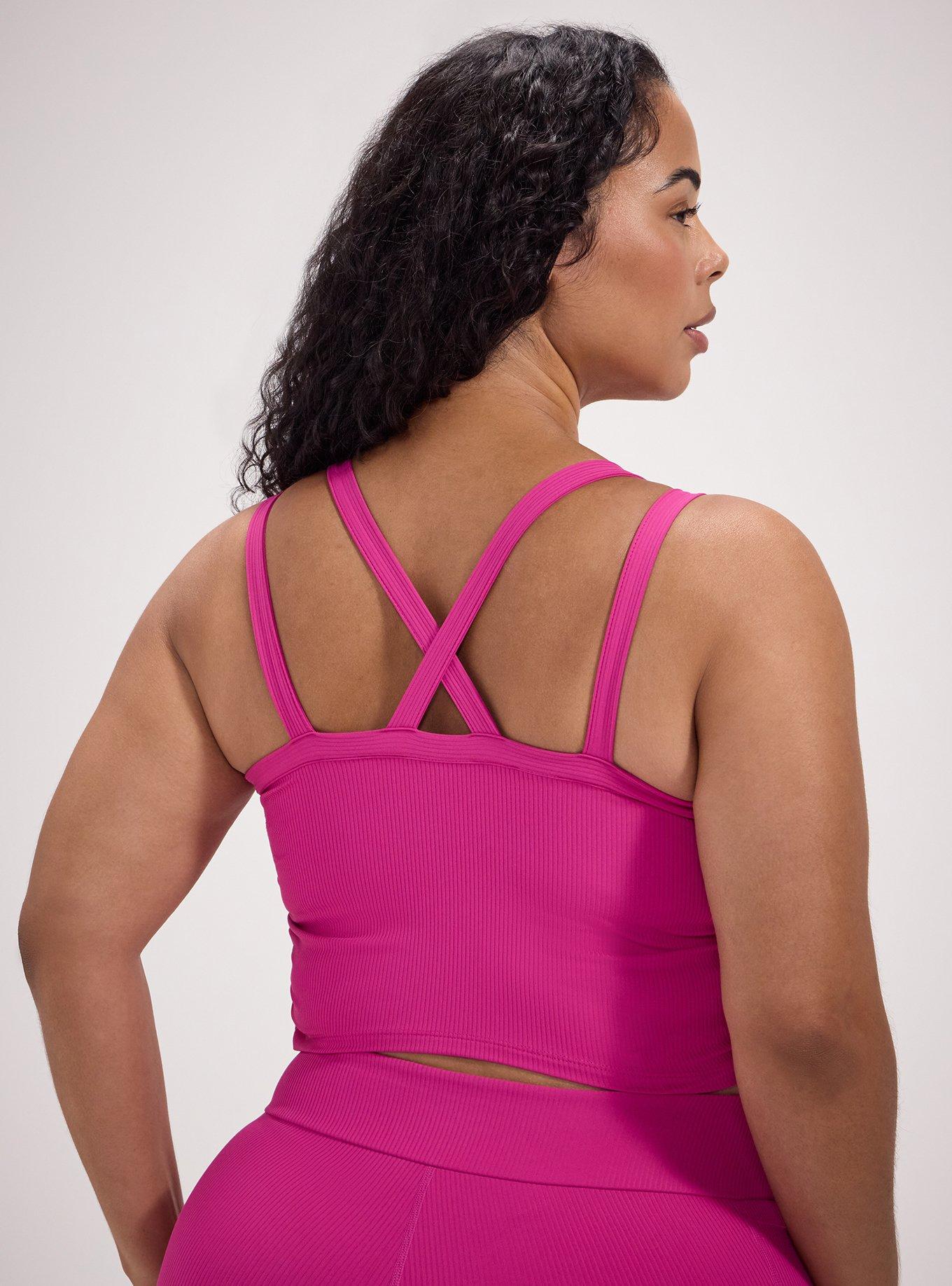 TRU Performance Rib Longline Active Sports Bra, FUCHSIA RED, alternate