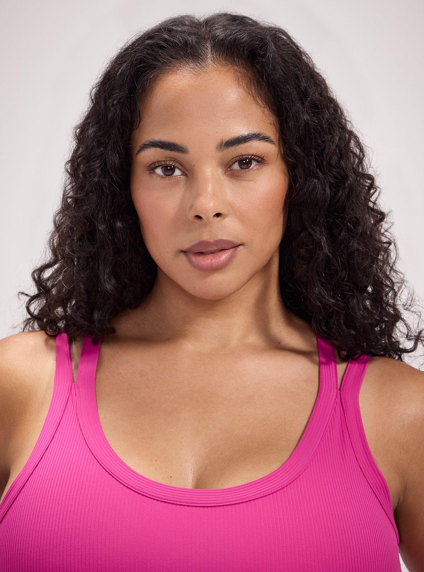TRU Performance Rib Longline Active Sports Bra, FUCHSIA RED, alternate