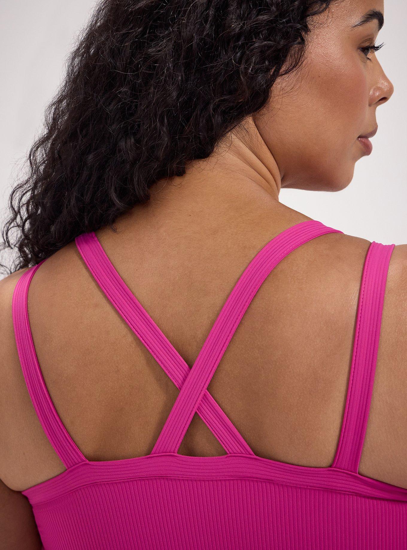 TRU Performance Rib Longline Active Sports Bra, FUCHSIA RED, alternate