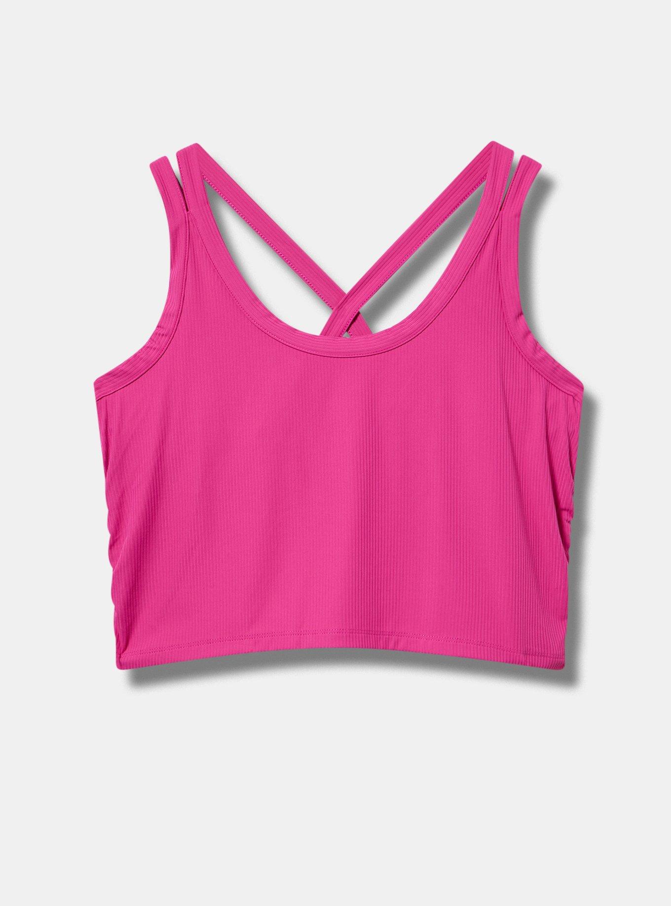 TRU Performance Rib Longline Active Sports Bra, FUCHSIA RED, flat