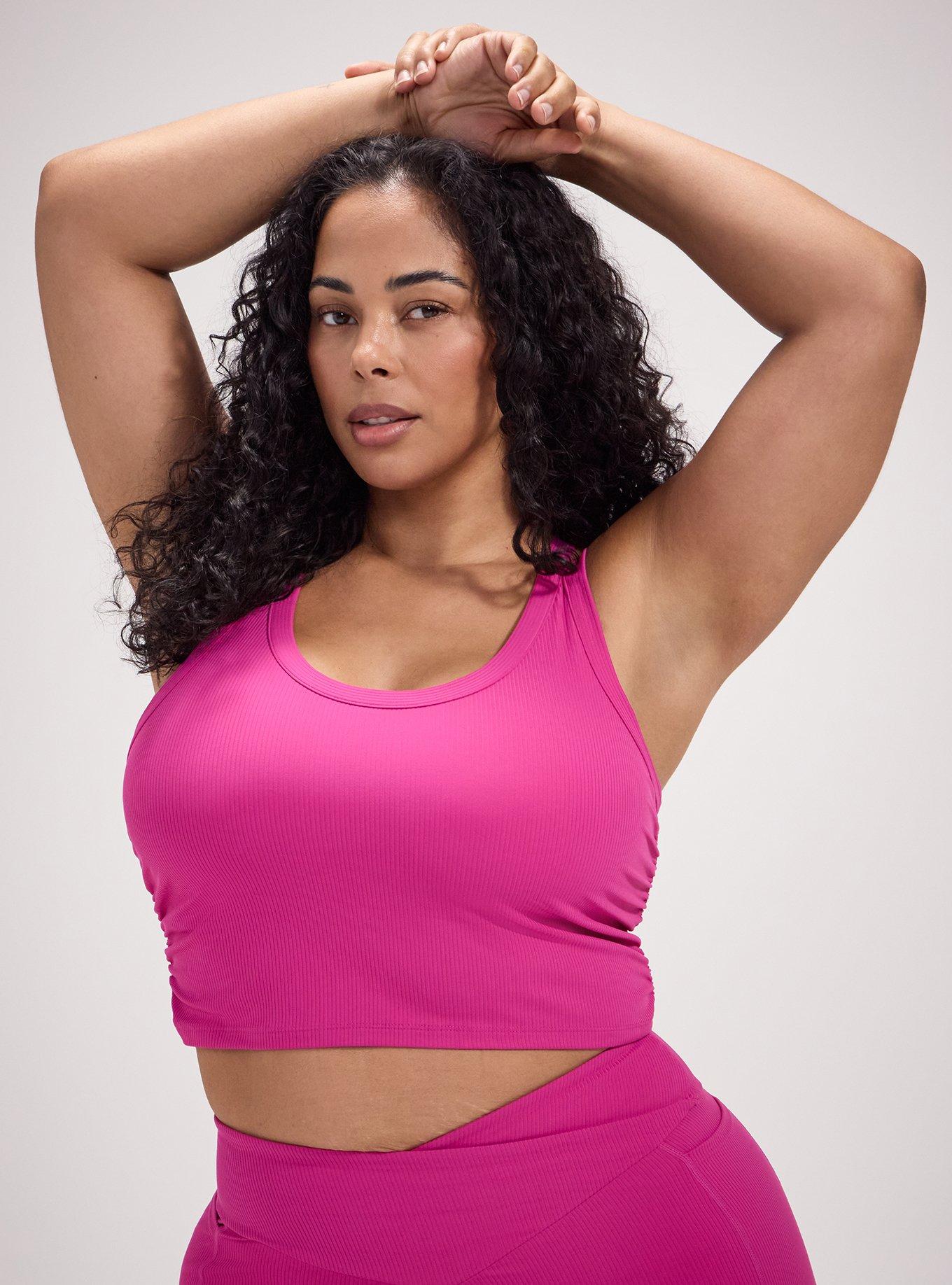 TRU Performance Rib Longline Active Sports Bra, FUCHSIA RED, hi-res