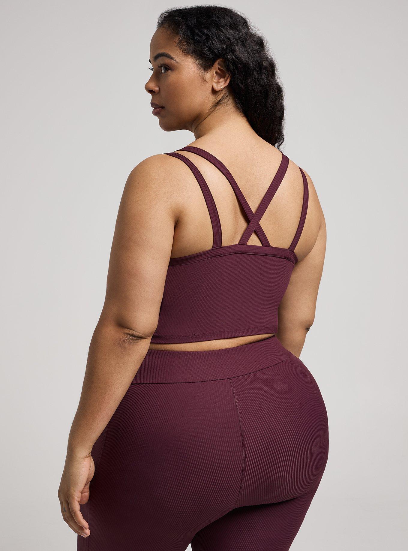 TRU Performance Rib Longline Active Sports Bra, WINETASTING, alternate