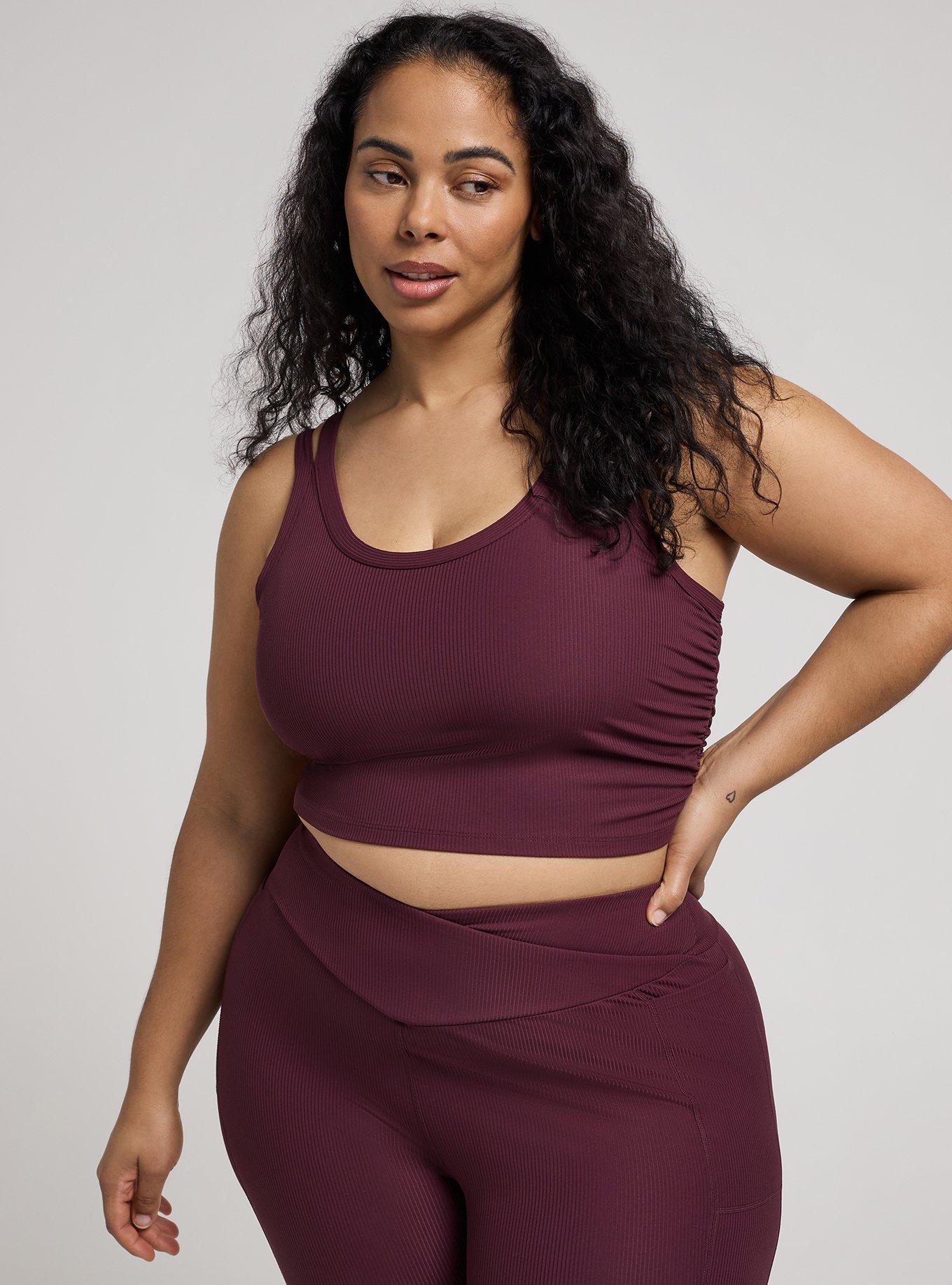 TRU Performance Rib Longline Active Sports Bra, WINETASTING, alternate