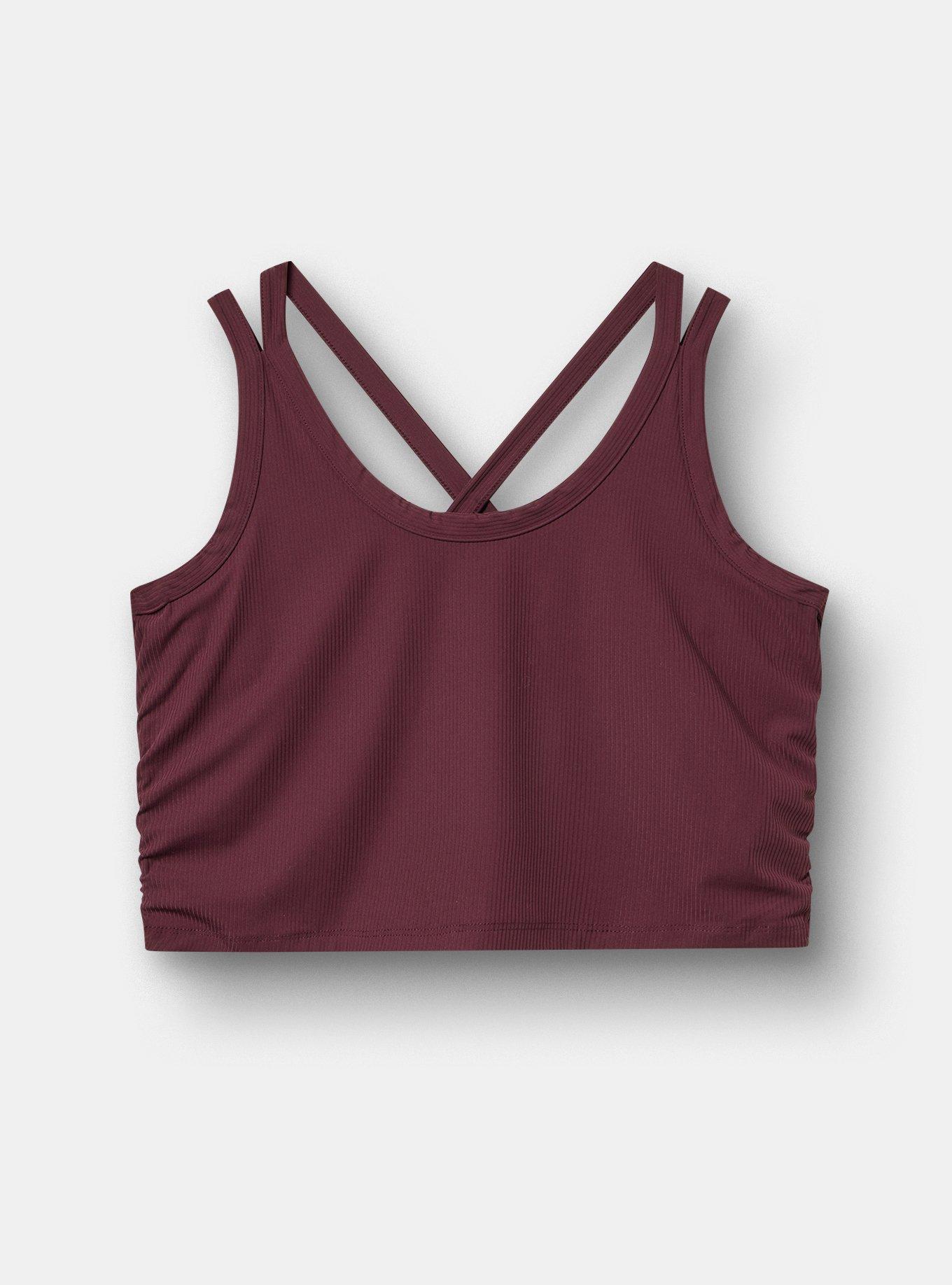 TRU Performance Rib Longline Active Sports Bra, WINETASTING, hi-res