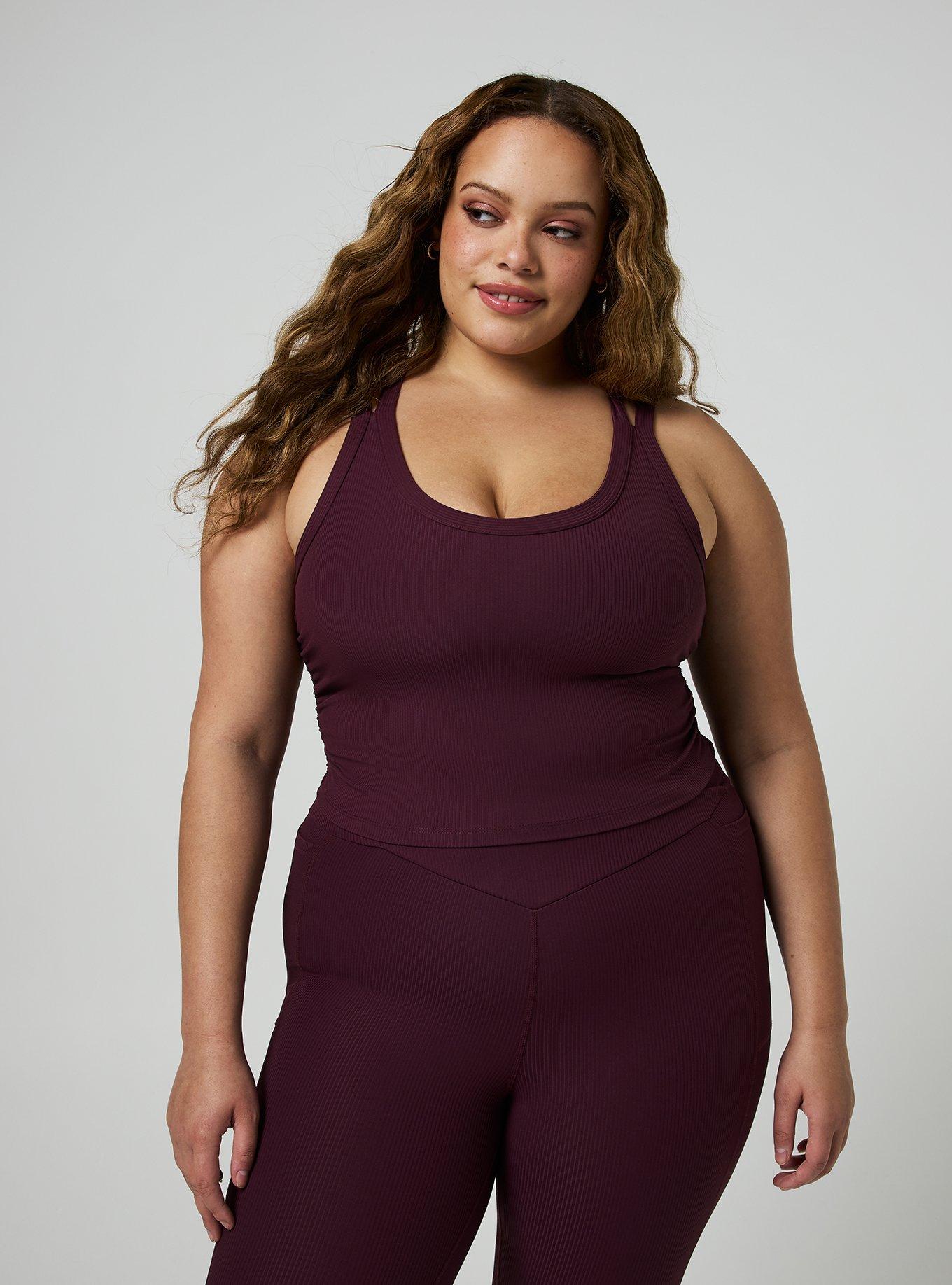 TRU Performance Rib Longline Active Sports Bra, WINETASTING, hi-res