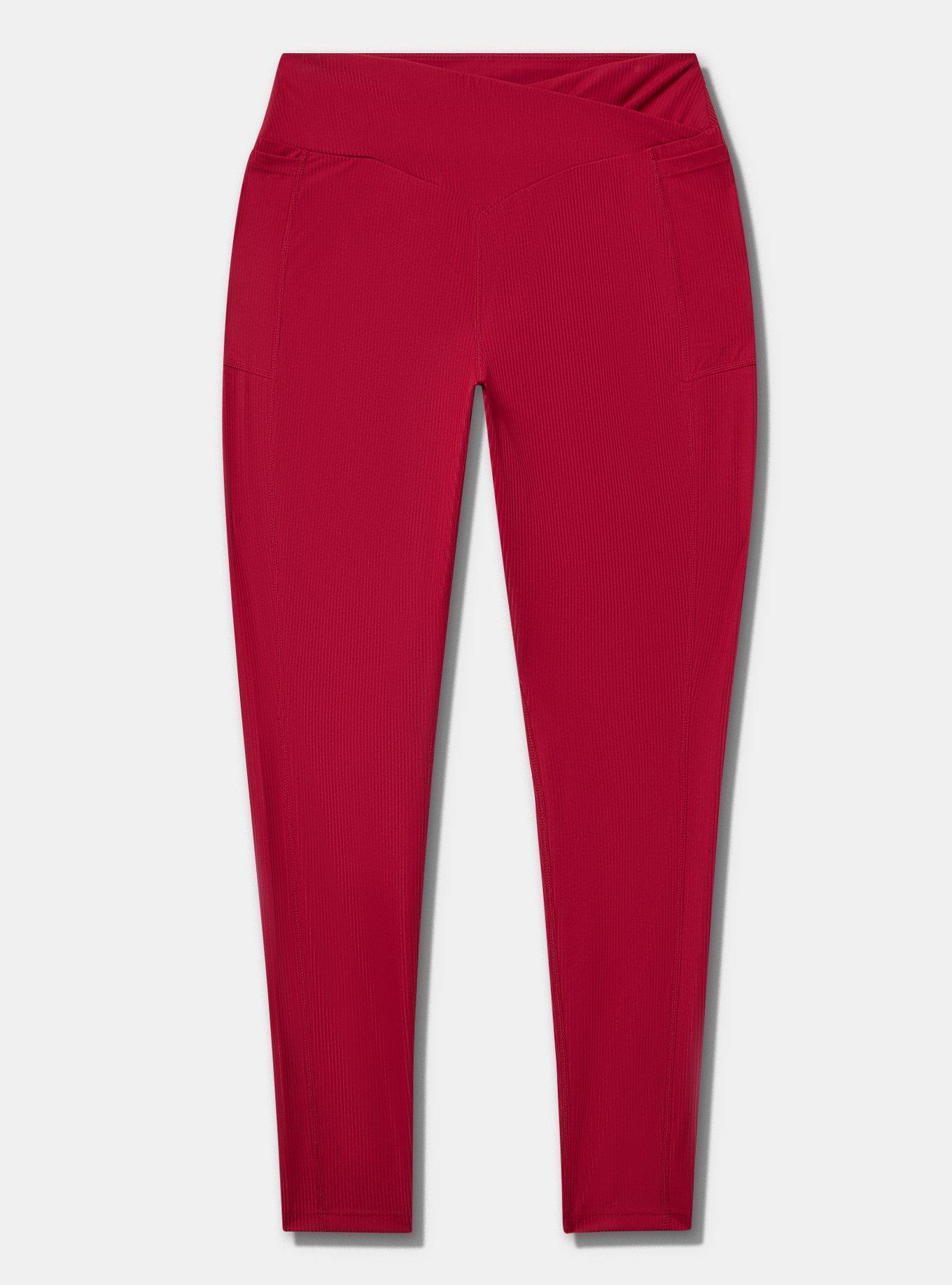 TRU Performance Rib V-Band Active Legging, RUMBA RED, flat