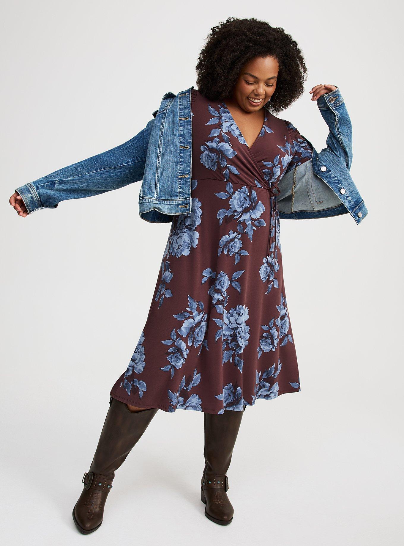 Midi Cinch-Sleeve Surplice Dress