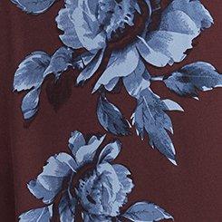 Midi Cinch-Sleeve Surplice Dress, MYSTERIOUS FLORAL DEEP MAHOGANY, swatch