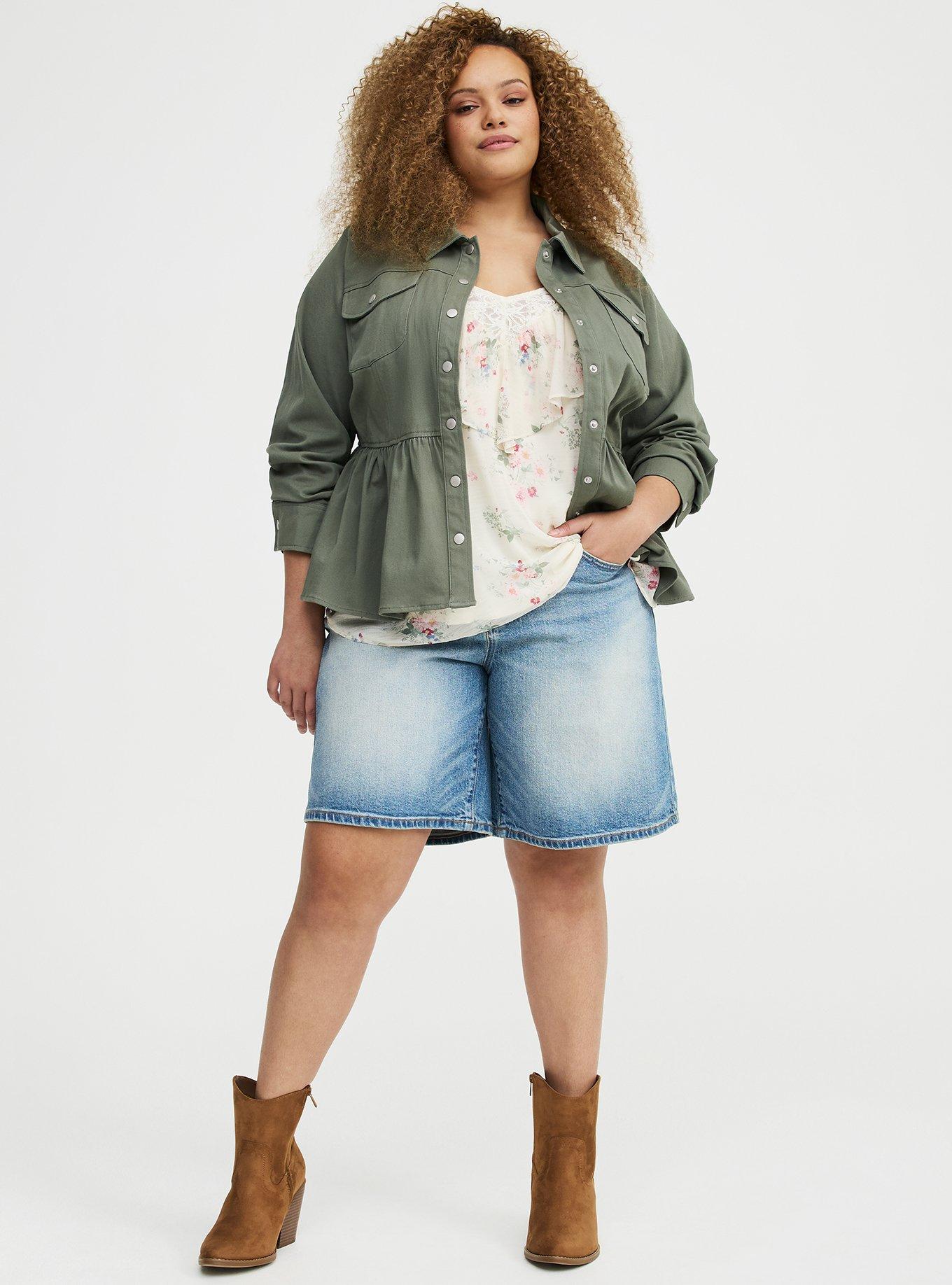 Peplum Twill Jacket, AGAVE GREEN, alternate