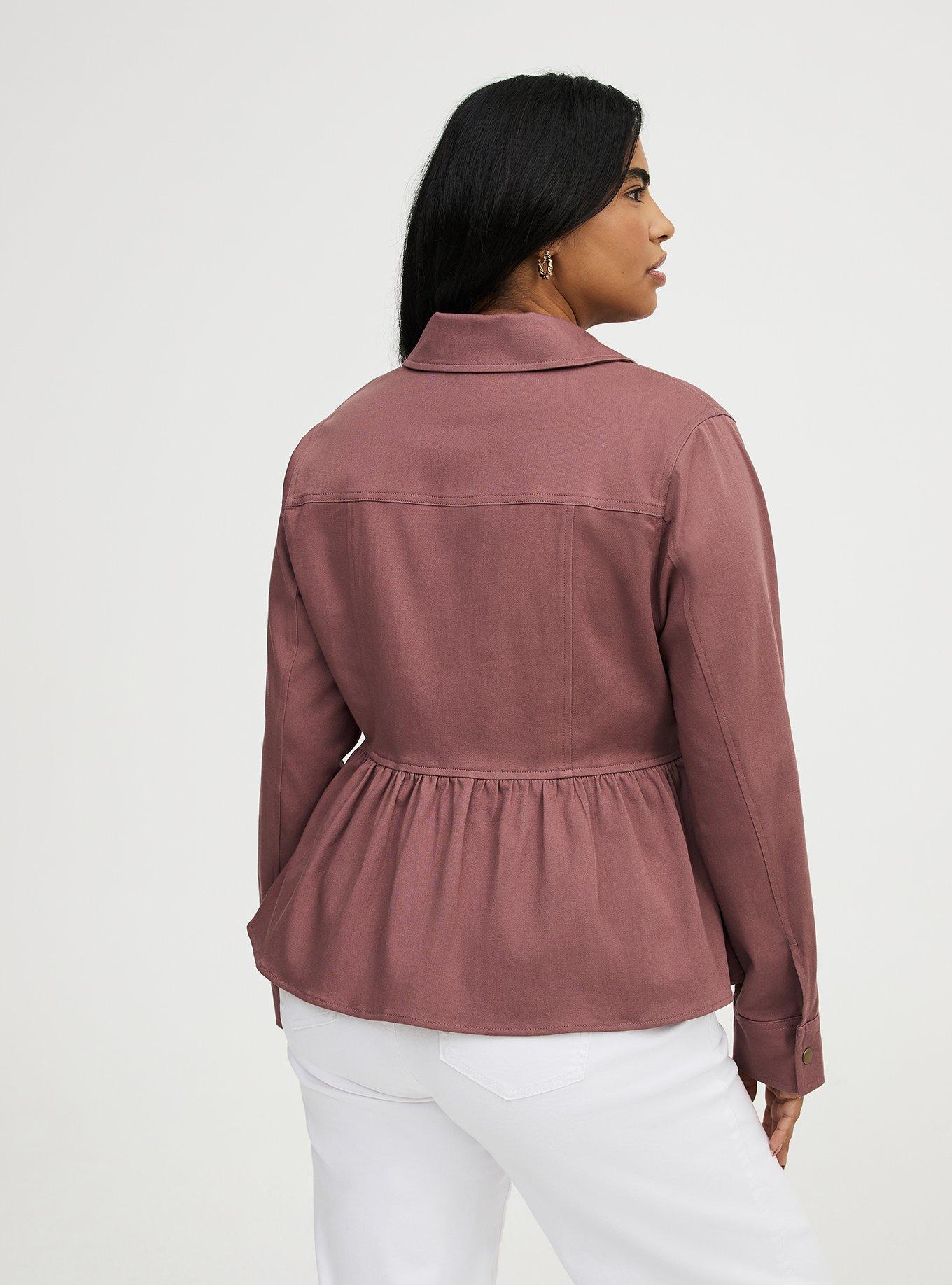 Peplum Twill Jacket, ROSE TAUPE, alternate