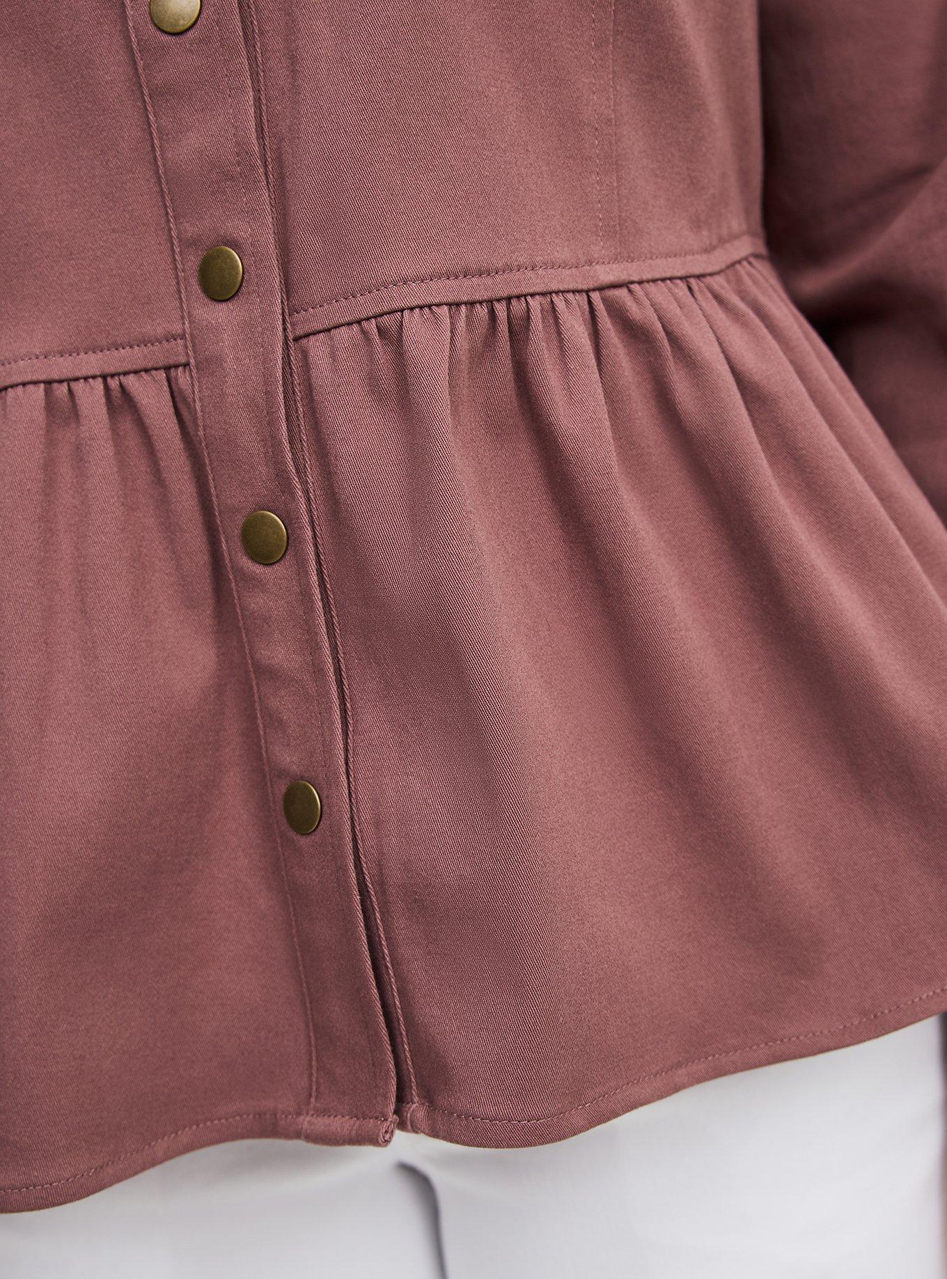 Peplum Twill Jacket, ROSE TAUPE, alternate