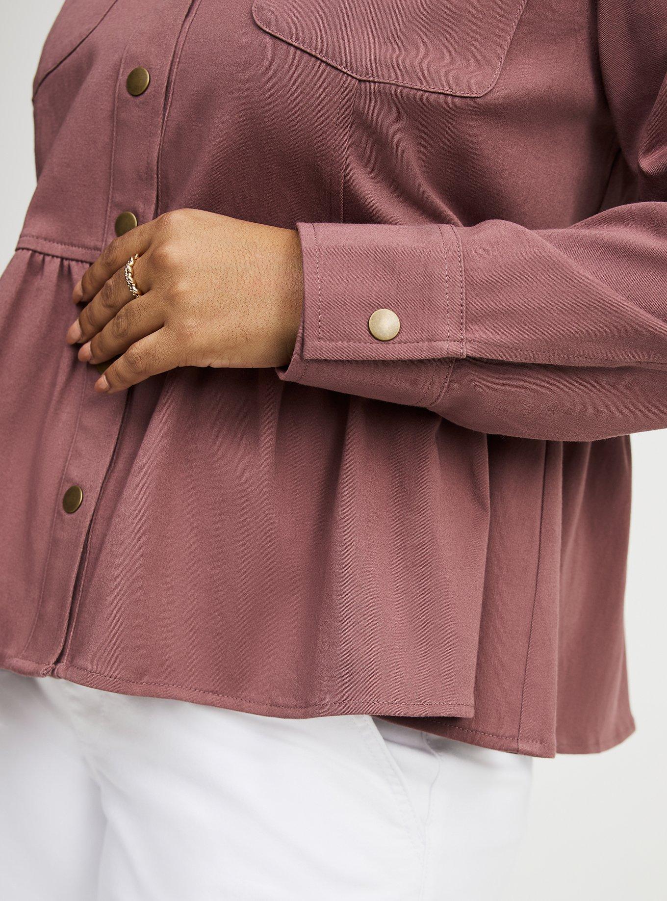 Peplum Twill Jacket, ROSE TAUPE, alternate