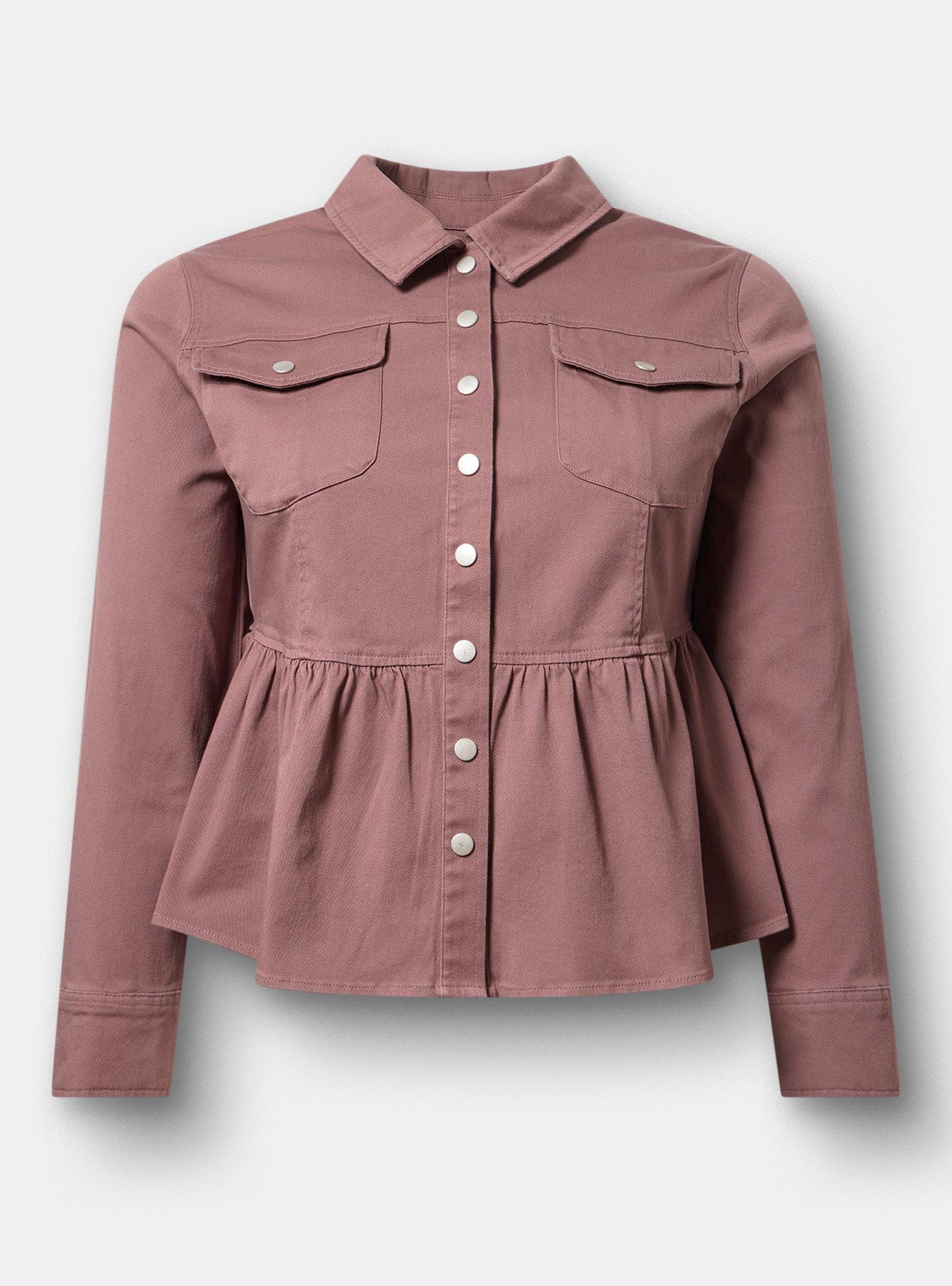 Peplum Twill Jacket, ROSE TAUPE, hi-res