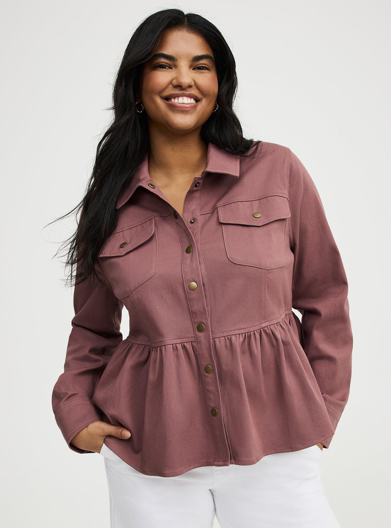 Peplum Twill Jacket, ROSE TAUPE, hi-res
