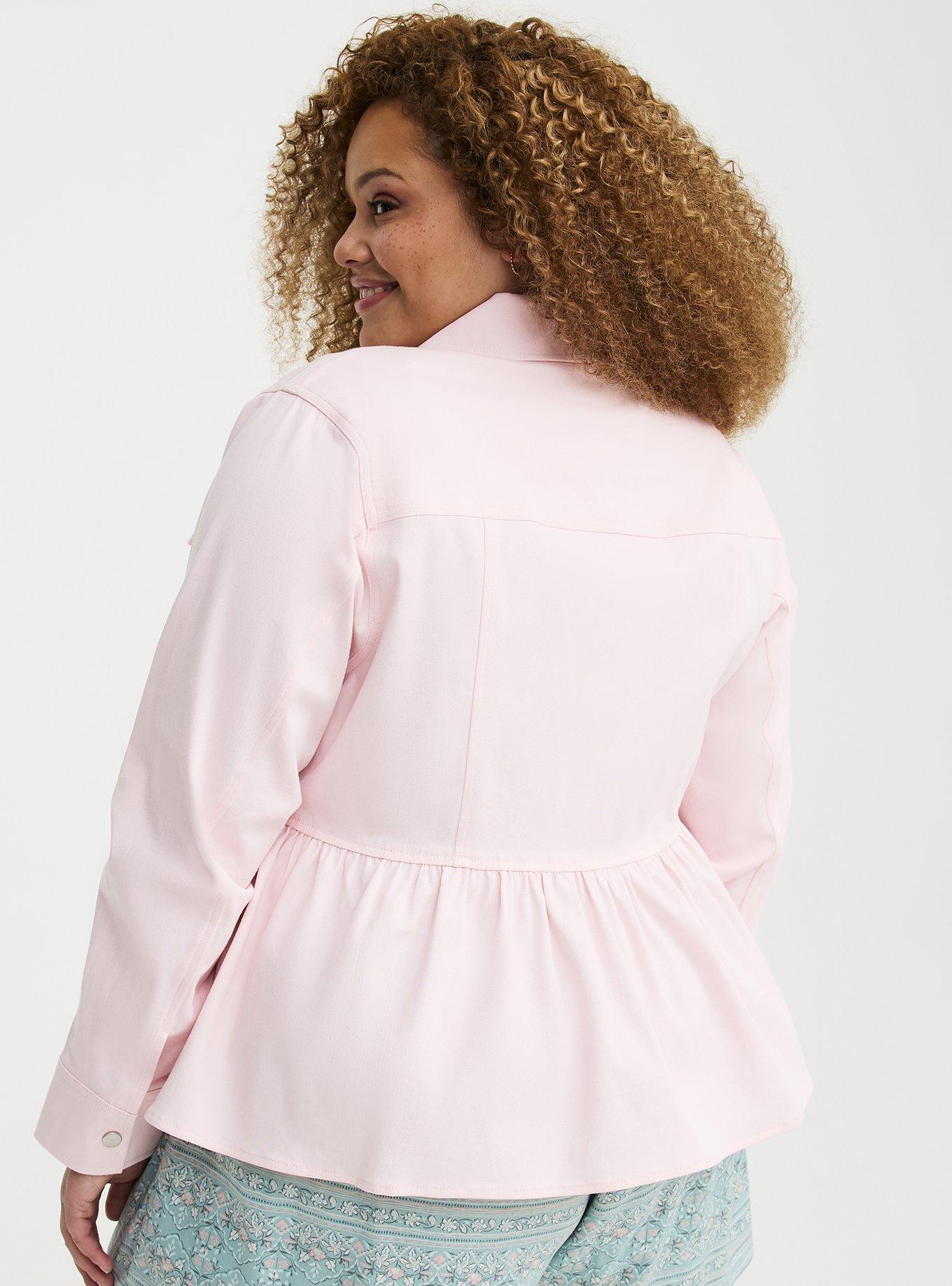 Peplum Twill Jacket, BARELY PINK, alternate