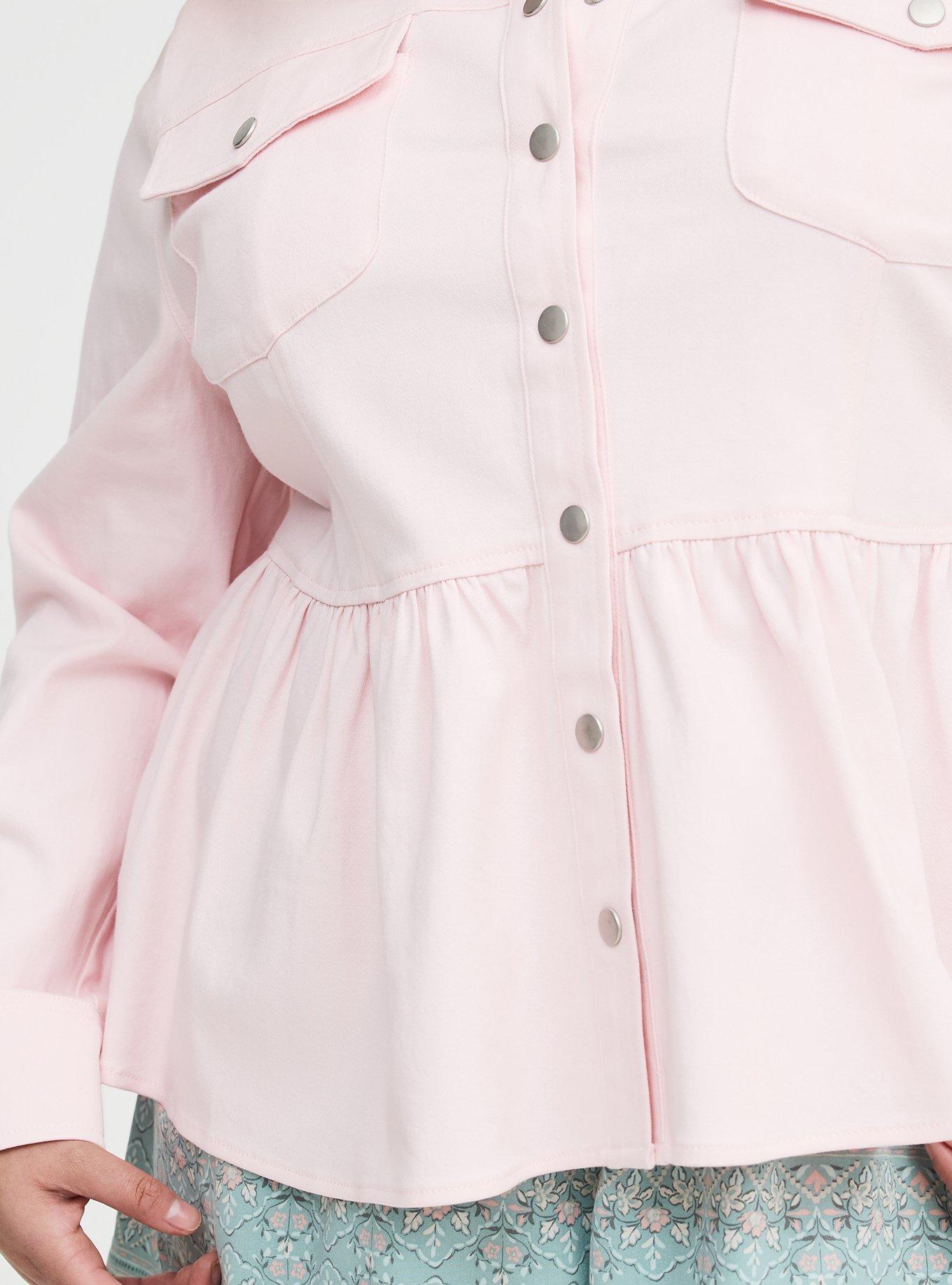 Peplum Twill Jacket, BARELY PINK, alternate