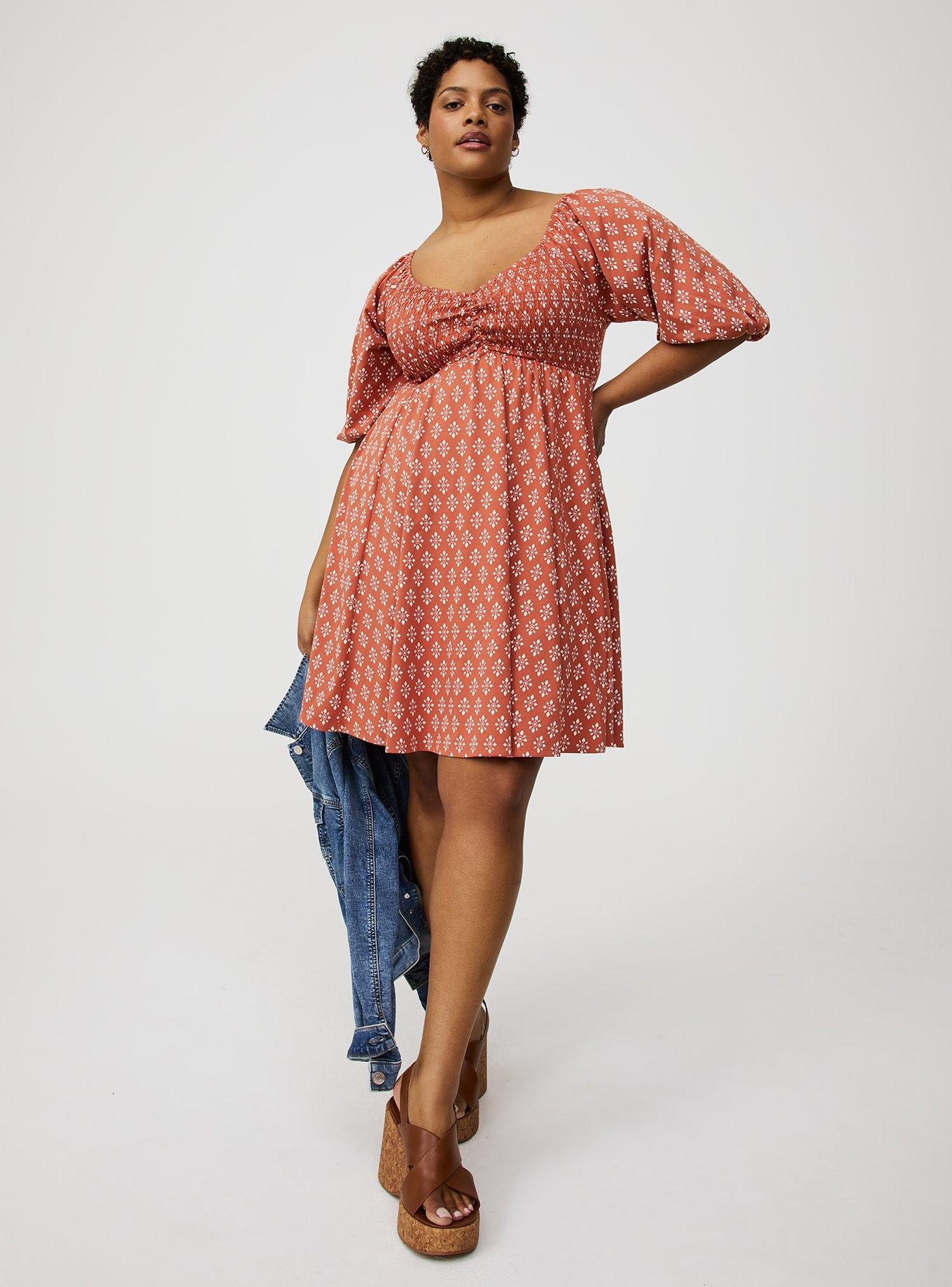 Mini Peasant-Sleeve Dress