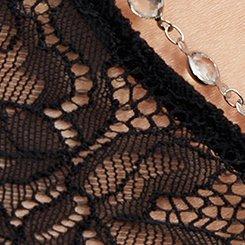 Plus Size Lace High-Rise Cheeky Jeweled Panty, RICH BLACK, swatch