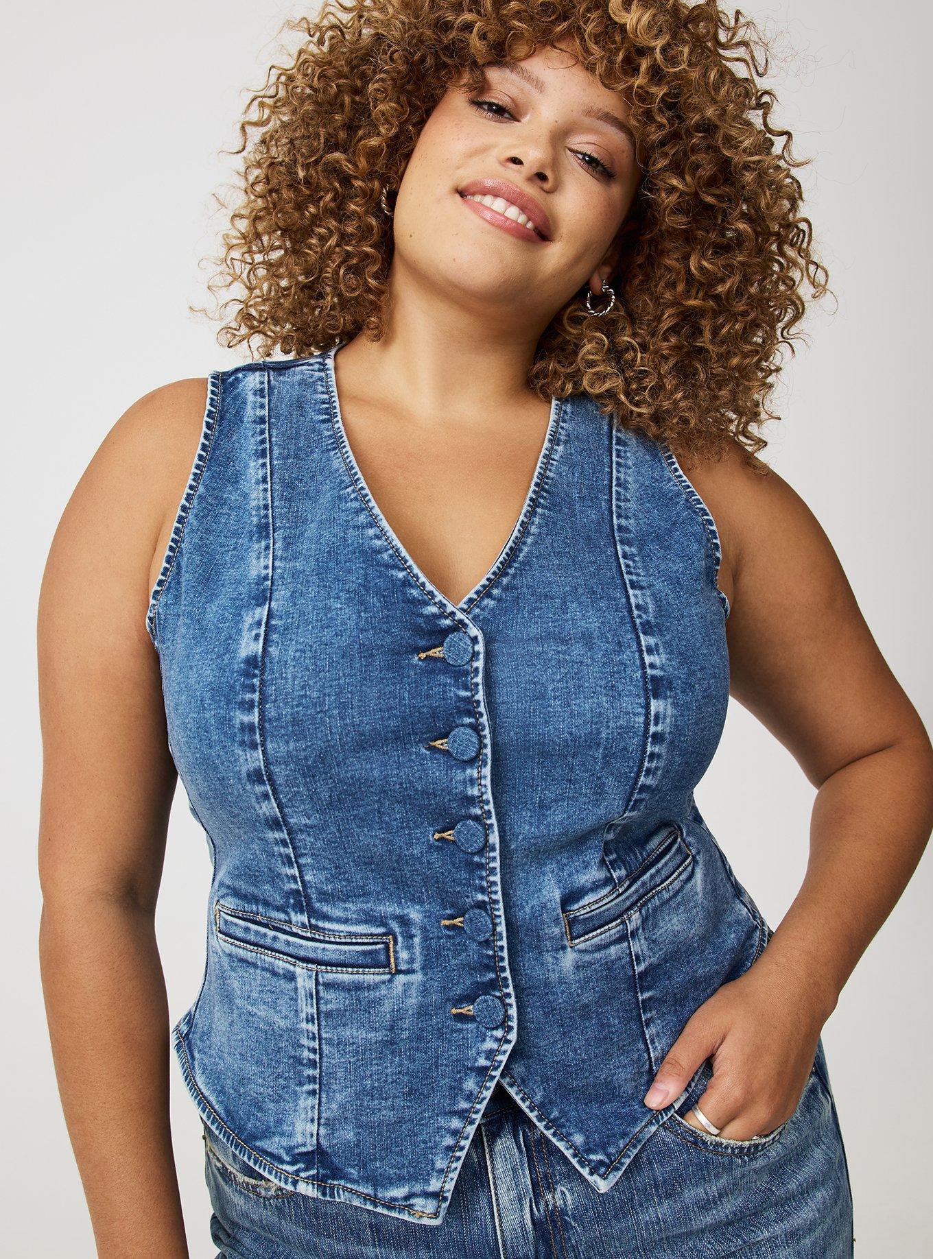 Plus Size - Denim Tailored Vest - Torrid