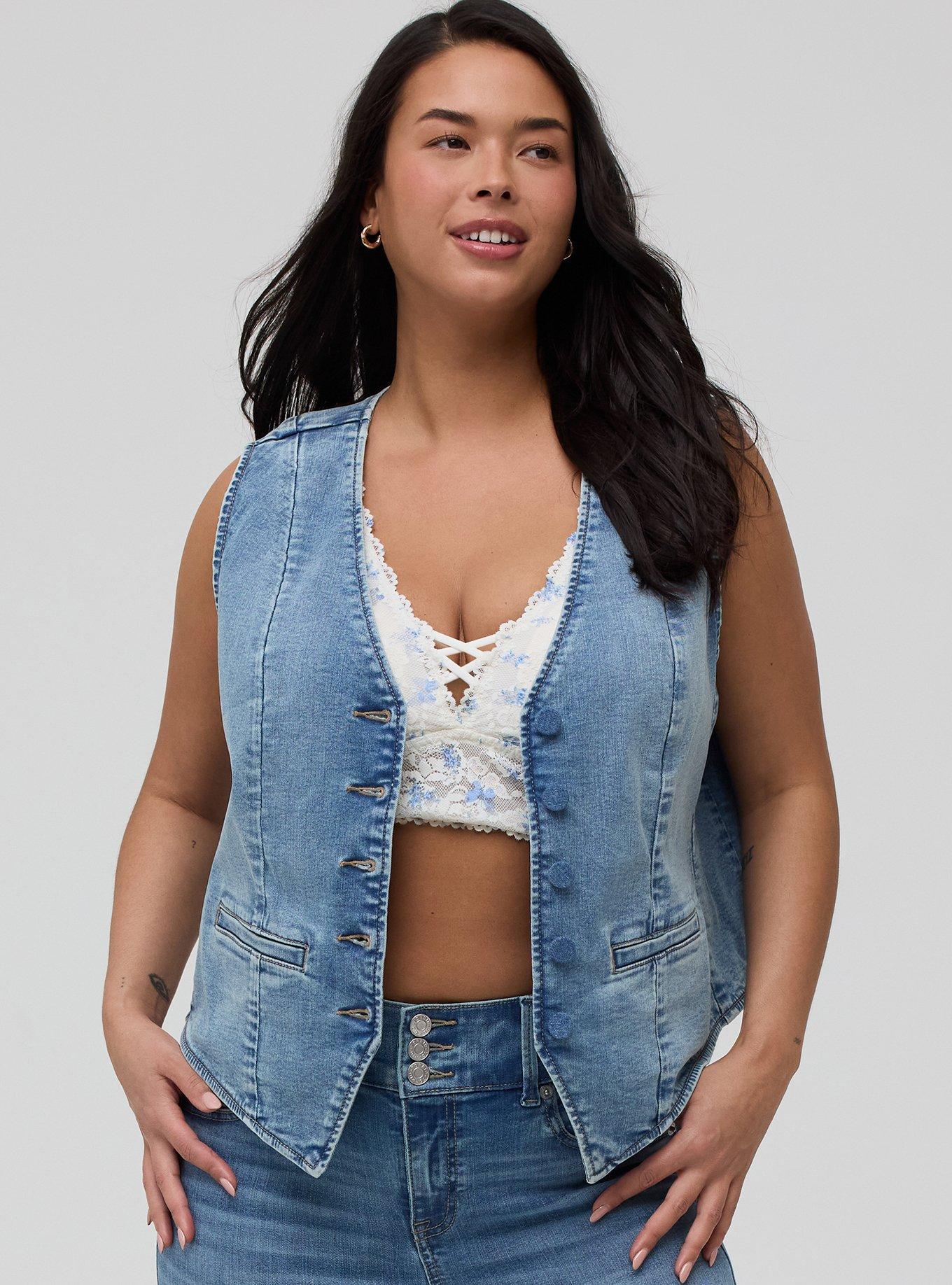 Plus Size - Denim Tailored Vest - Torrid