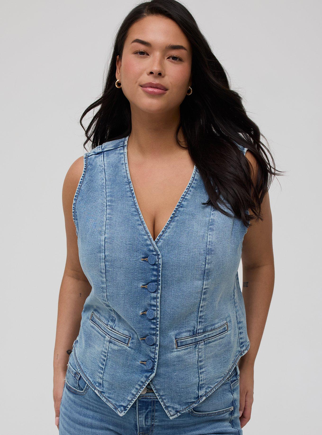 Plus Size - Denim Tailored Vest - Torrid