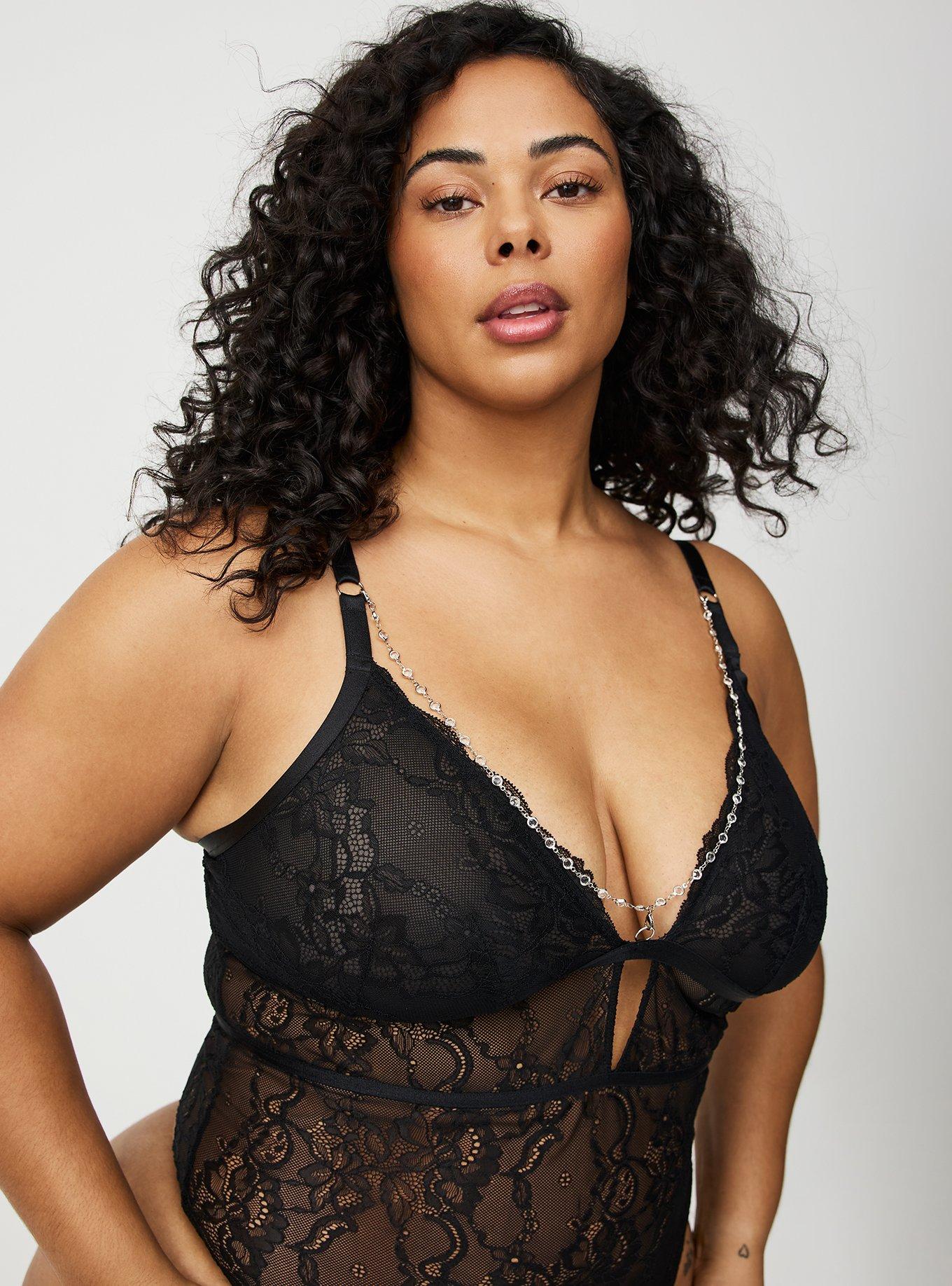 Jewelry Strappy Lace Bodysuit