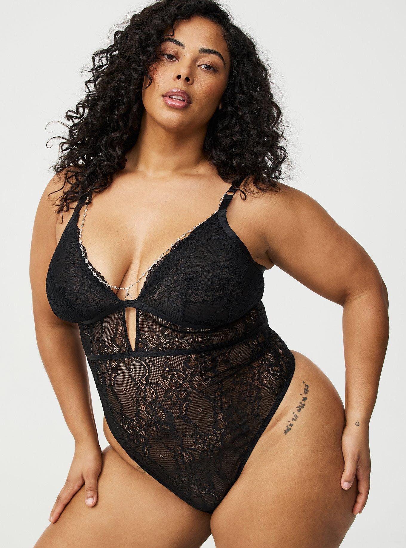 Jewelry Strappy Lace Bodysuit