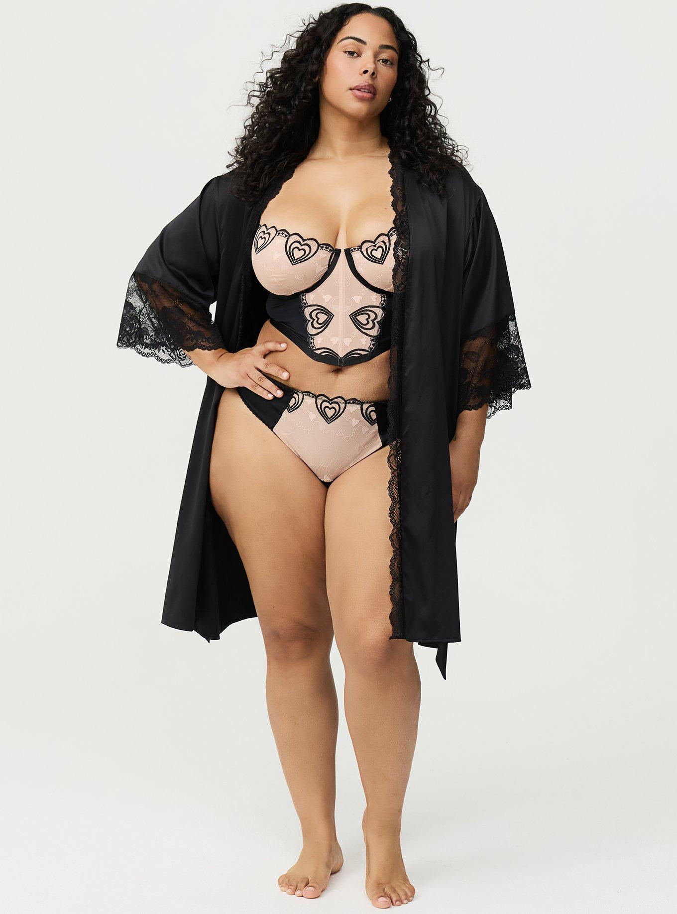 Coquette Heart Lace Bustier, RICH BLACK, alternate