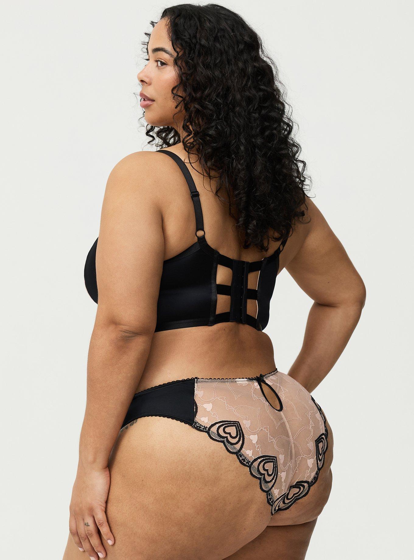 Coquette Heart Lace Tanga, RICH BLACK, alternate