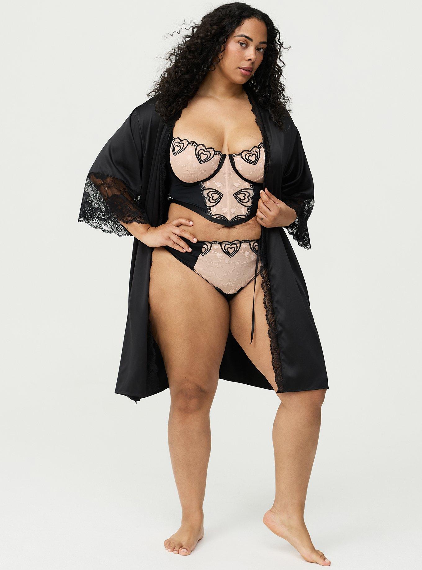 Coquette Heart Lace Tanga, RICH BLACK, alternate