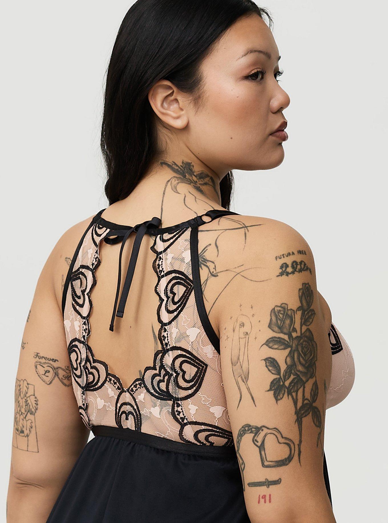 Coquette Heart Lace Slip, RICH BLACK, alternate