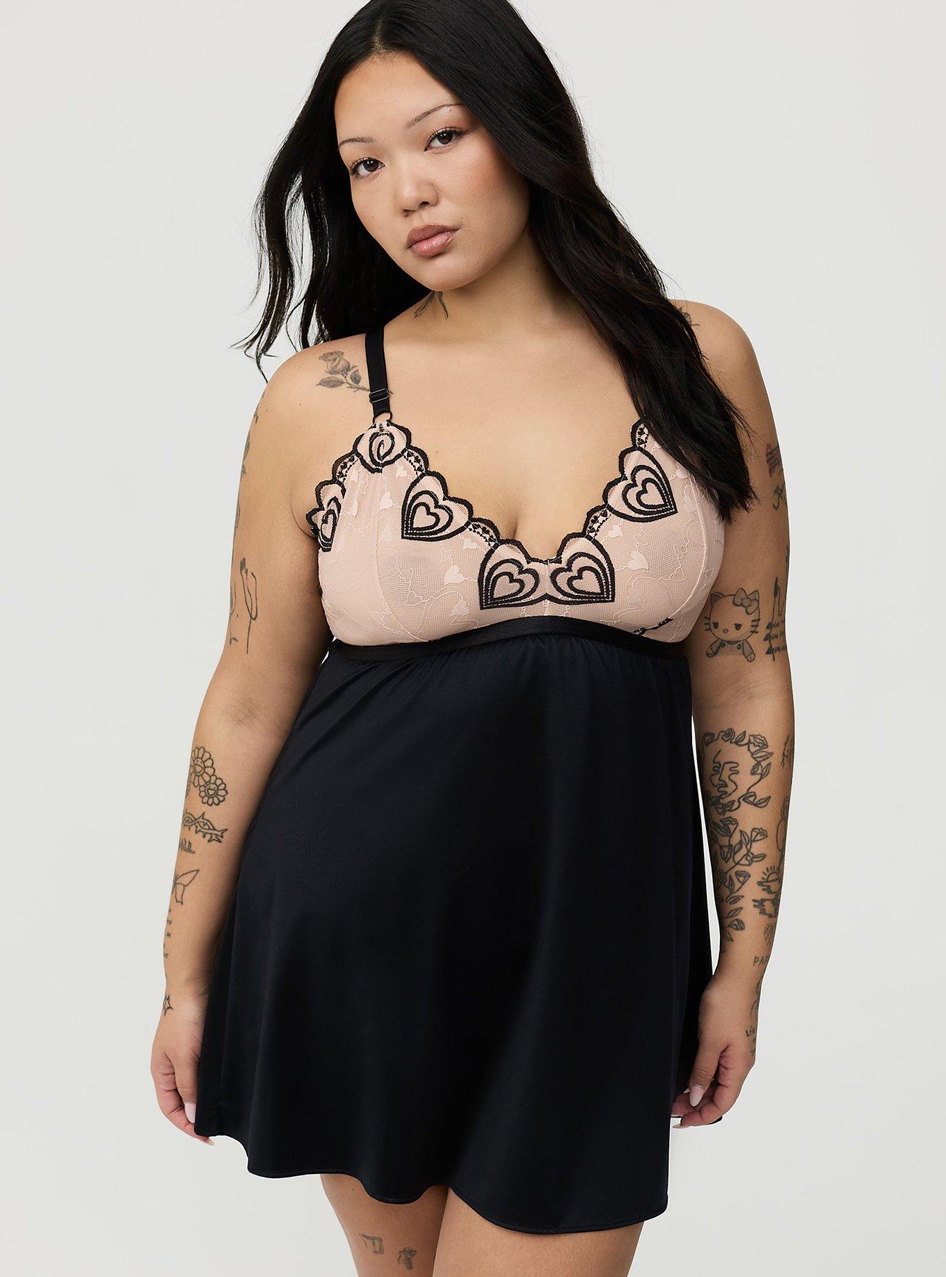 Coquette Heart Lace Slip, RICH BLACK, alternate