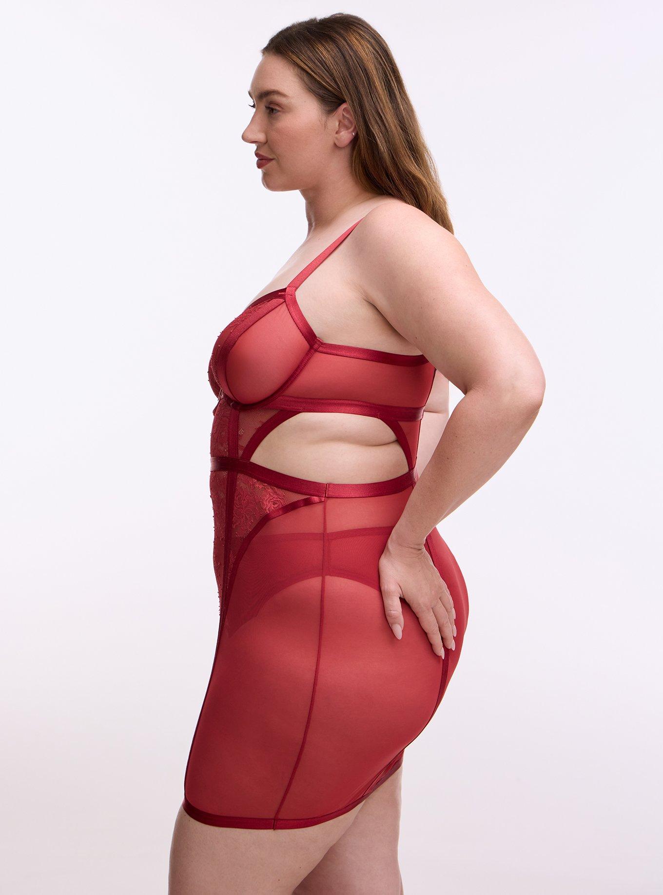 Mob Wife Strappy Underwire Chemise, GARNET, alternate