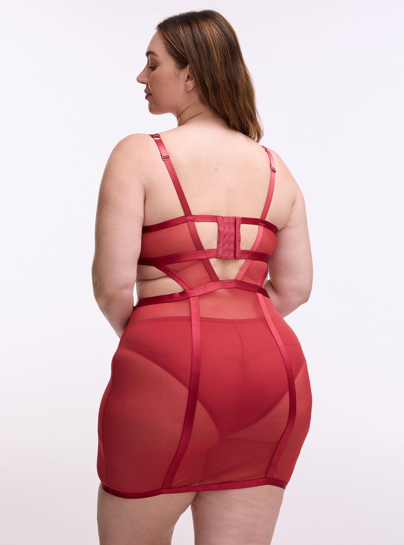 Mob Wife Strappy Underwire Chemise, GARNET, alternate