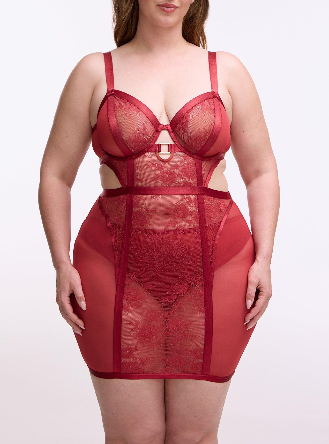 Mob Wife Strappy Underwire Chemise, GARNET, alternate