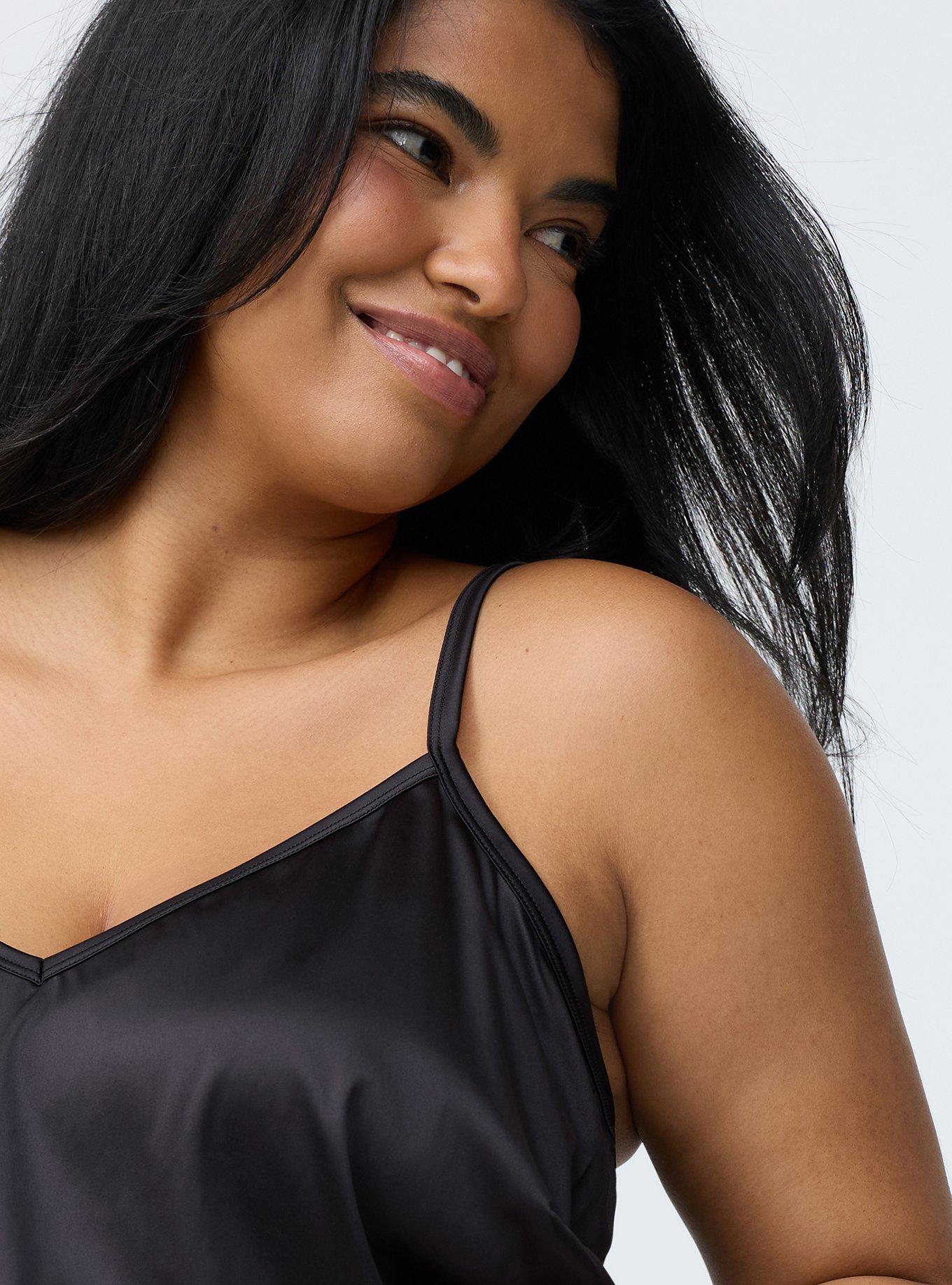 Lace & Satin Lingerie Cami, RICH BLACK, alternate