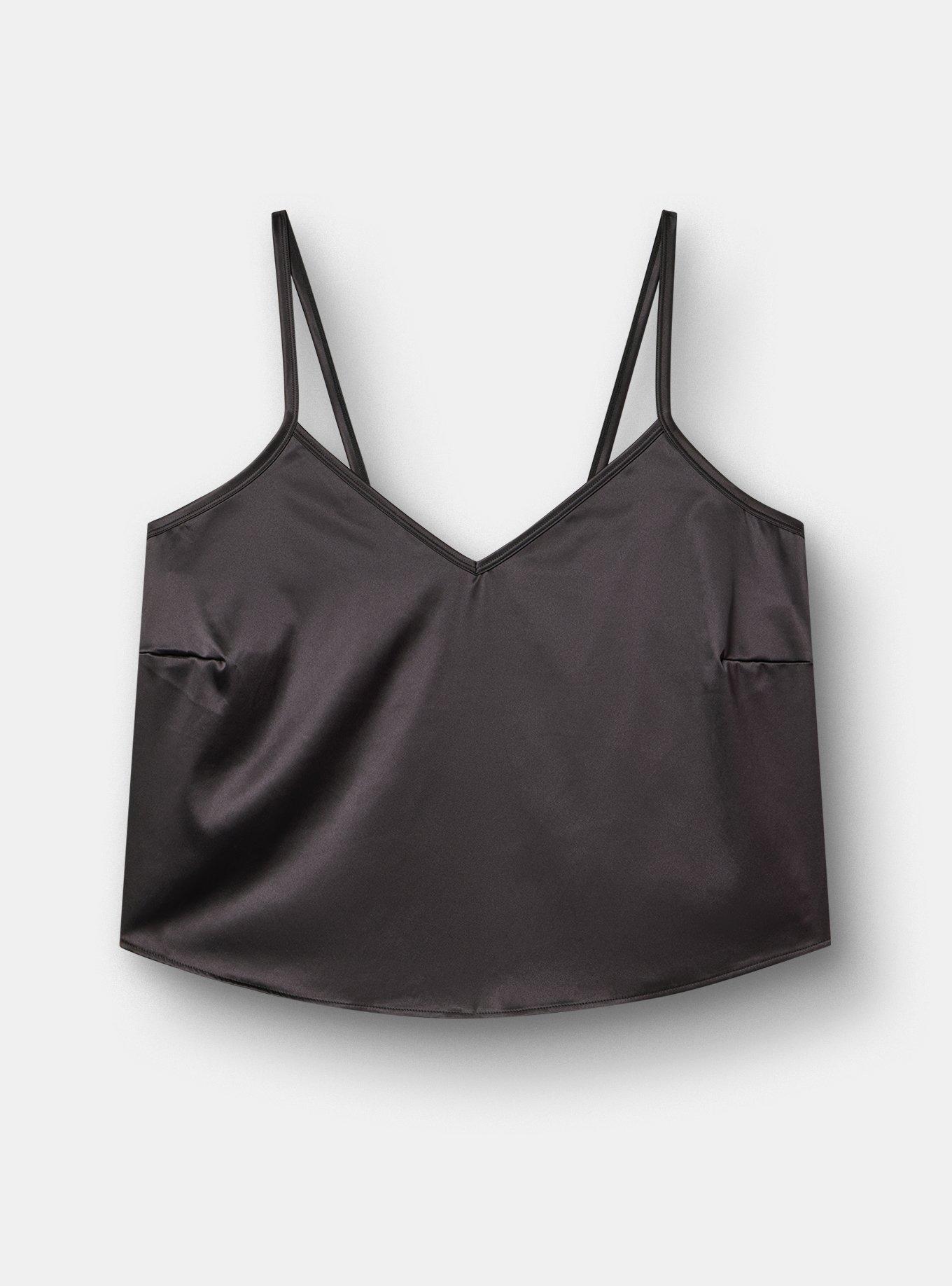 Lace & Satin Lingerie Cami, RICH BLACK, hi-res