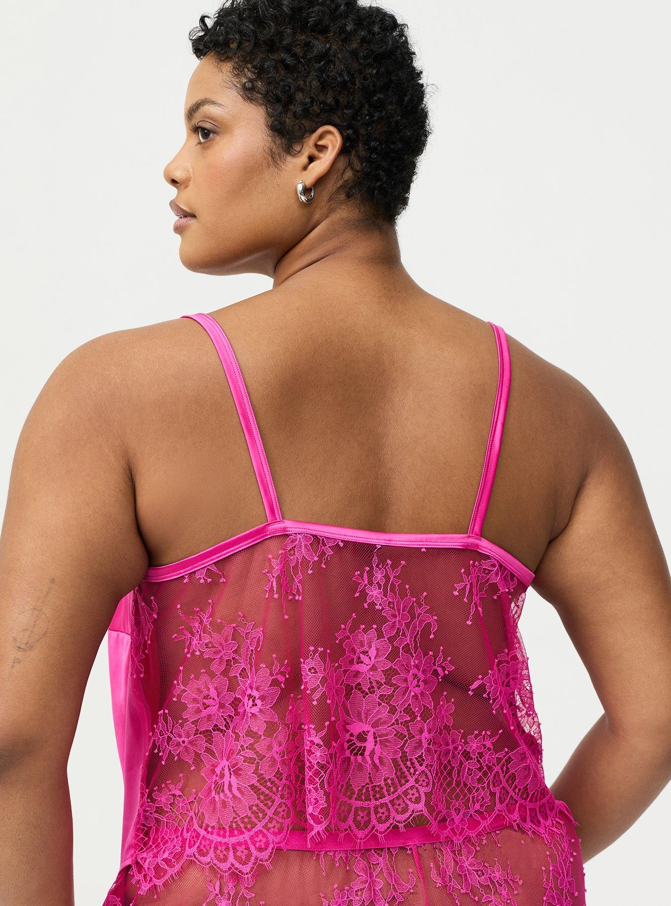 Lace & Satin Lingerie Cami, FUCHSIA FEDORA, alternate