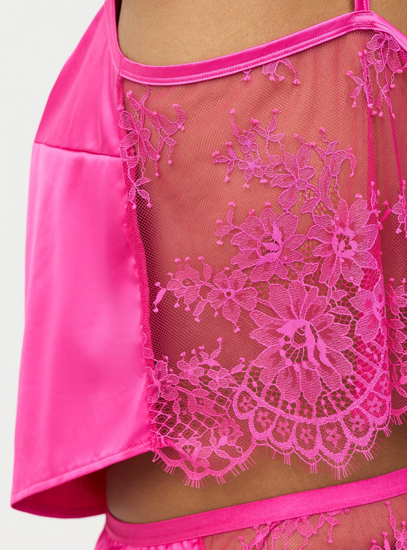 Lace & Satin Lingerie Cami, FUCHSIA FEDORA, alternate