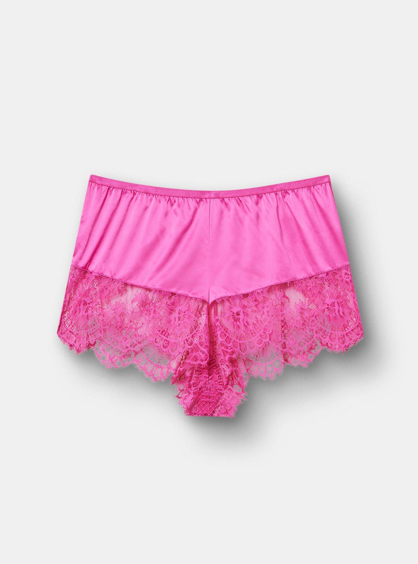 Lace & Satin Lingerie Short, FUCHSIA FEDORA, hi-res