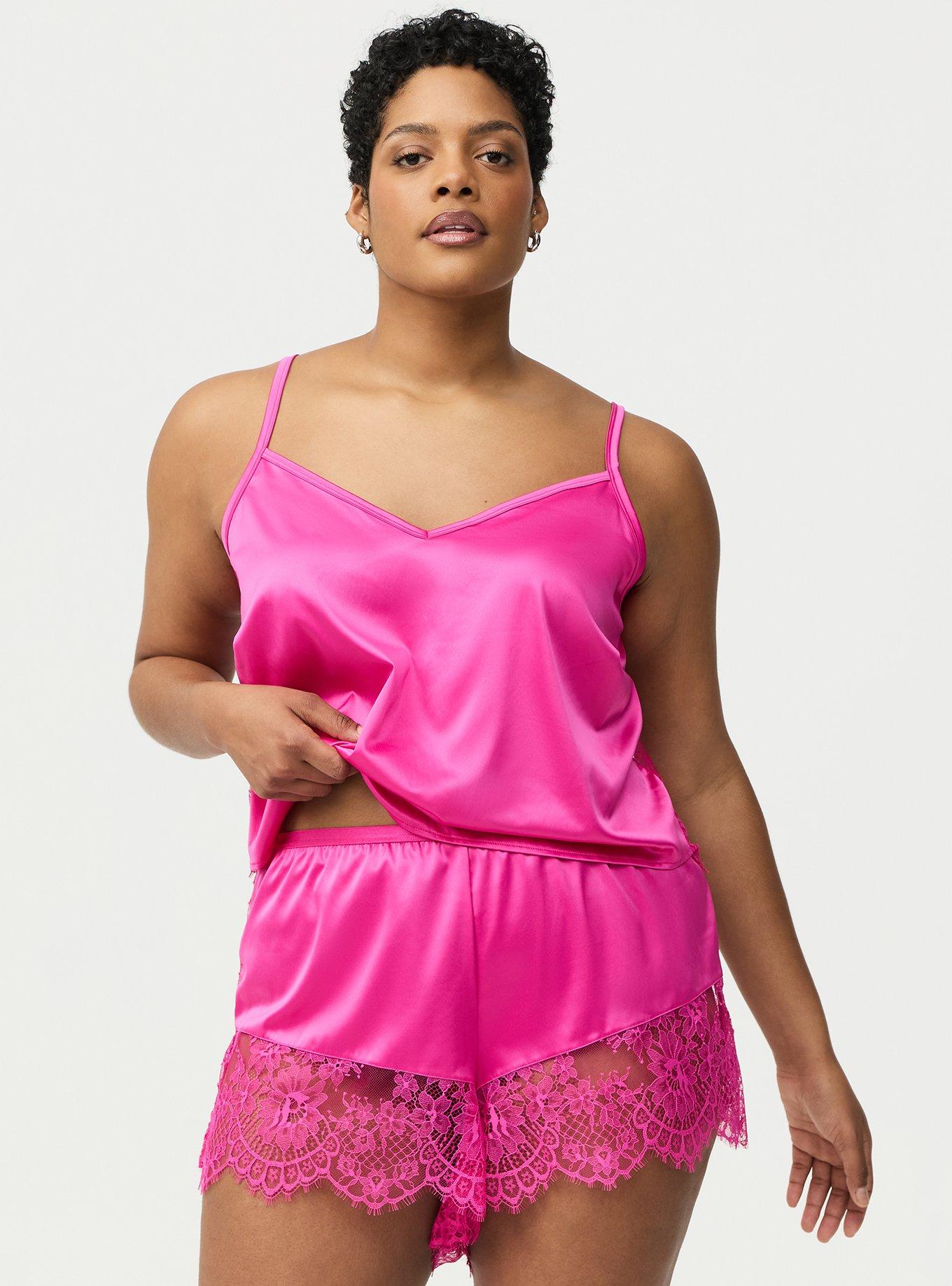Lace & Satin Short, FUCHSIA FEDORA, hi-res
