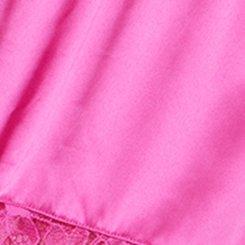Plus Size Lace & Satin Short, FUCHSIA FEDORA, swatch