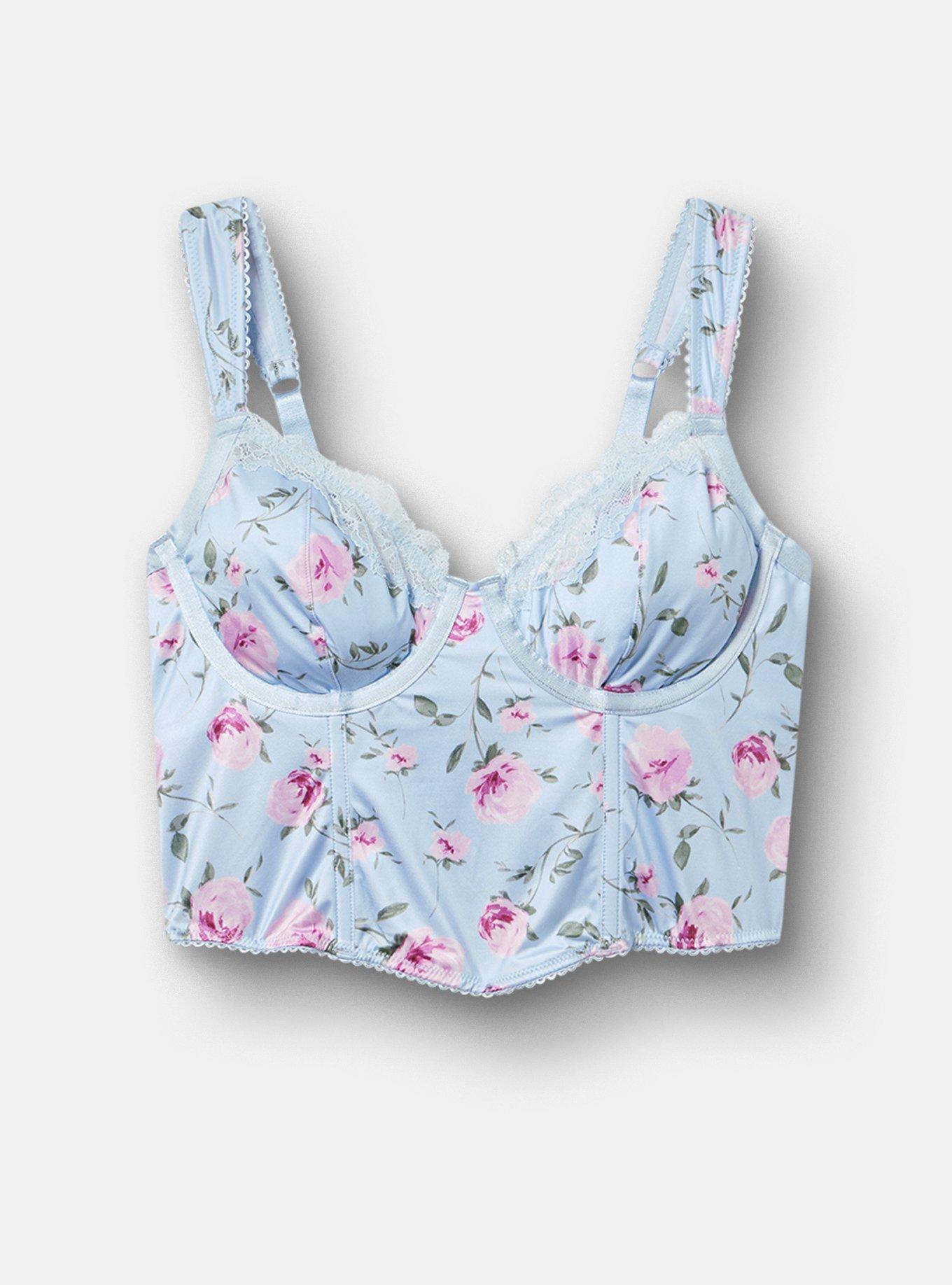 Printed Satin Bustier, ANTOINETTE FLORAL SKYWAY, hi-res