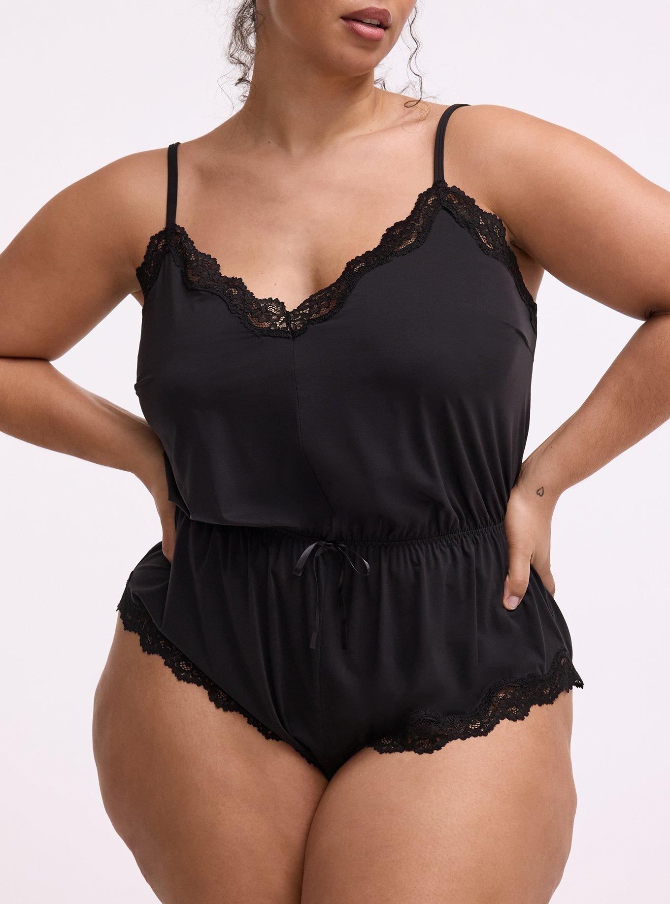 Micro Deep V-Neck Romper, RICH BLACK, alternate