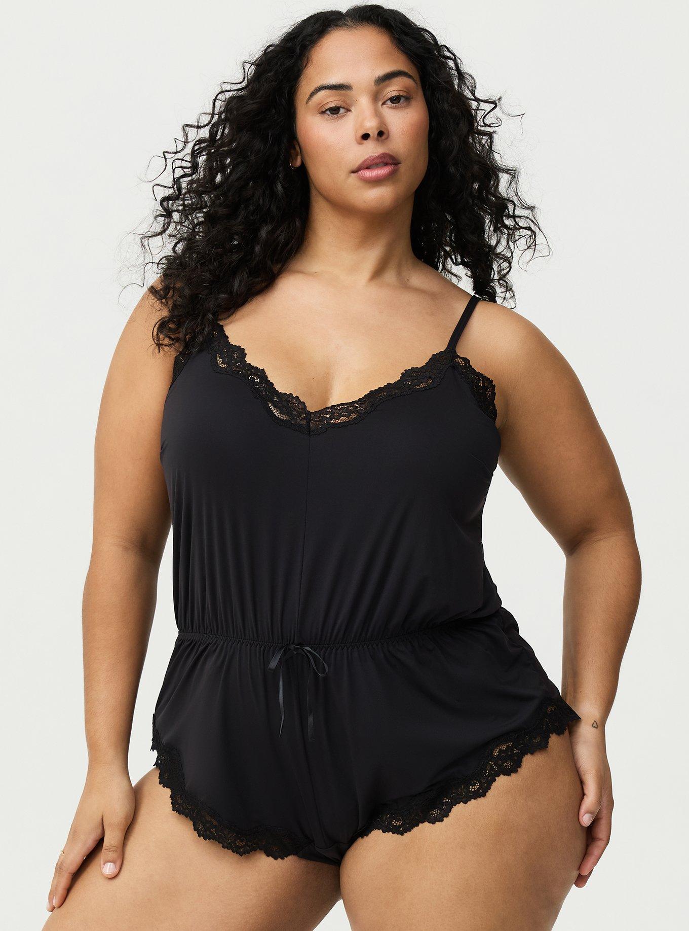 Micro Deep V-Neck Romper, RICH BLACK, hi-res