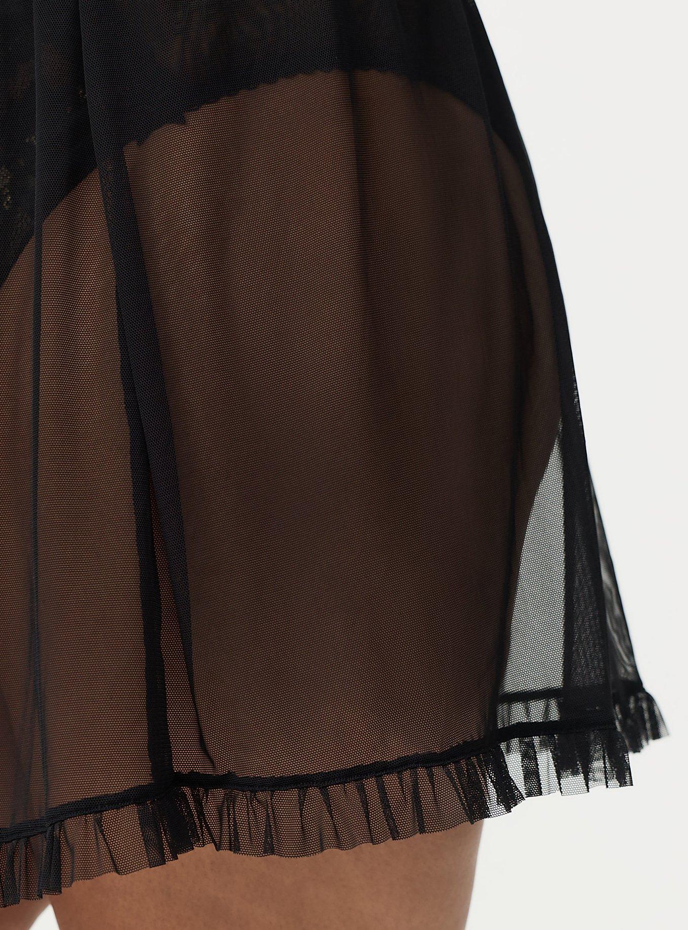 Demure Mesh Skater Skirt, RICH BLACK, alternate