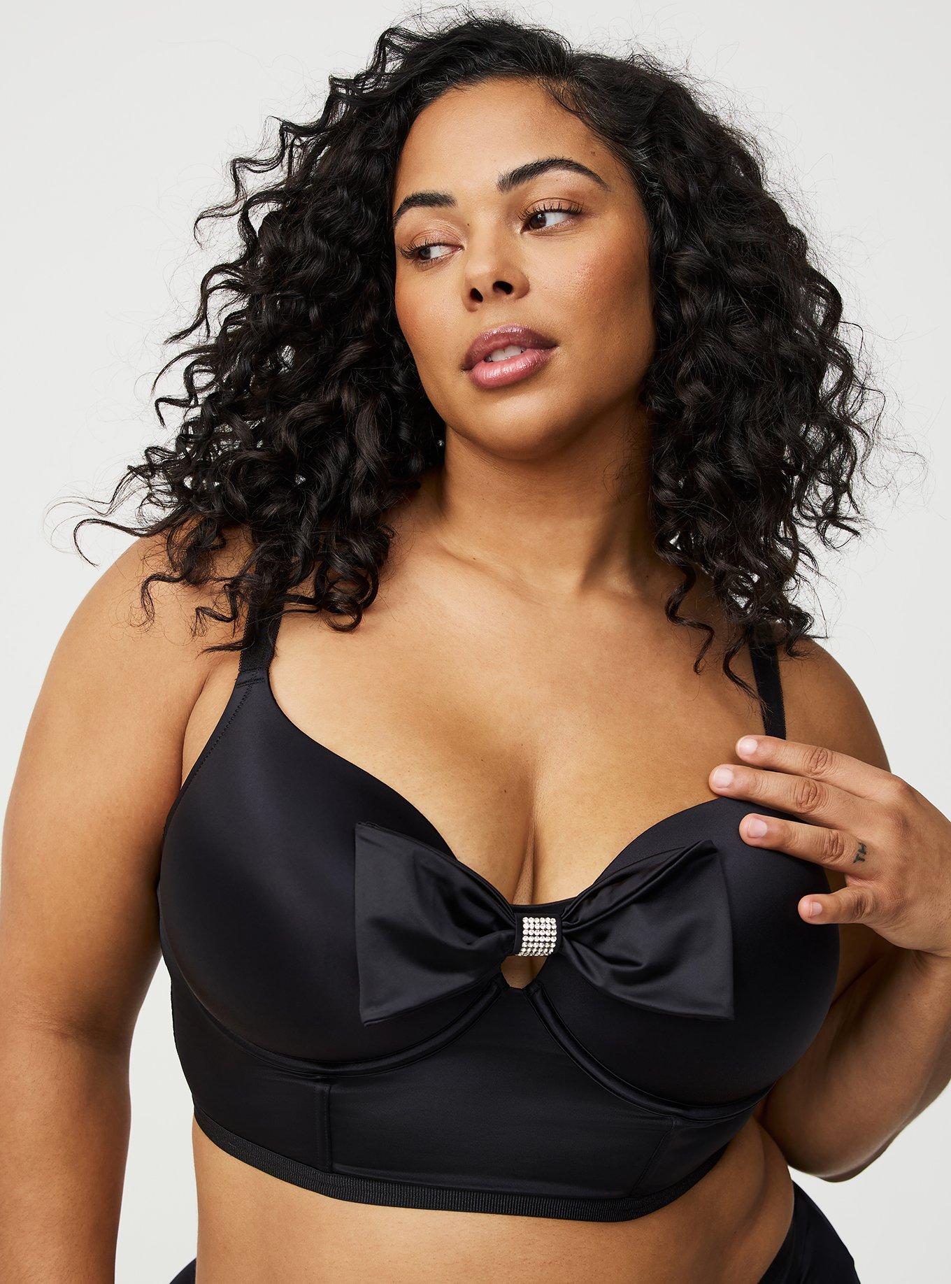 Plus Size - XO Plunge Push-Up Longline Bow Bra - Torrid